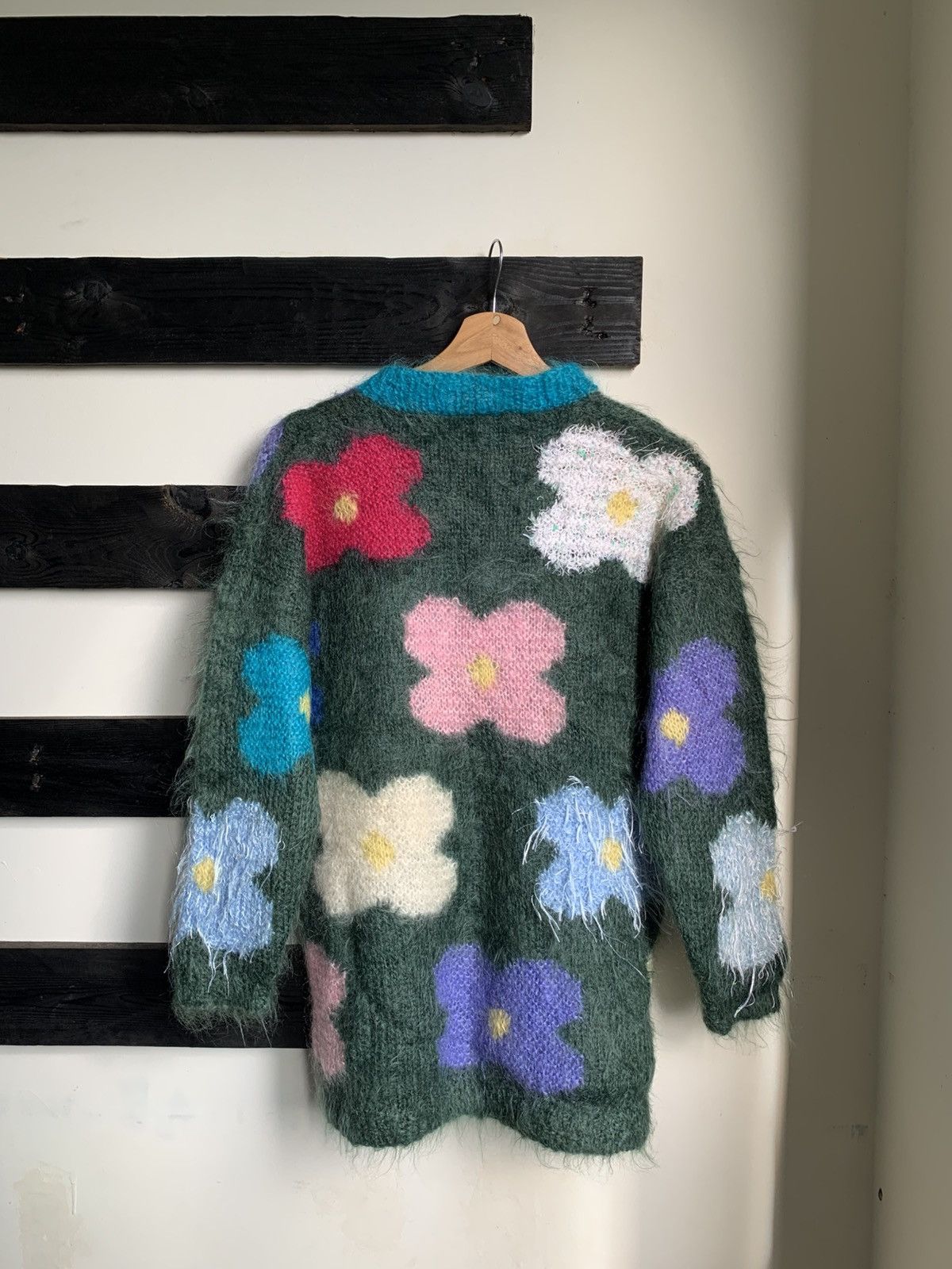Other Vintage 90s Mohair Floral Knit Sweater Size S / US 4 / IT 40 - 2 Thumbnail
