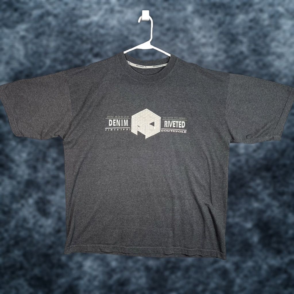 Southpole VINTAGE Southpole Denim Riveted Shirt Adult 2XL Gray Mens T Shirt 2000s Graphic Cotton Sportswear/Beach Size US XXL / EU 58 / 5 - 1 Thumbnail