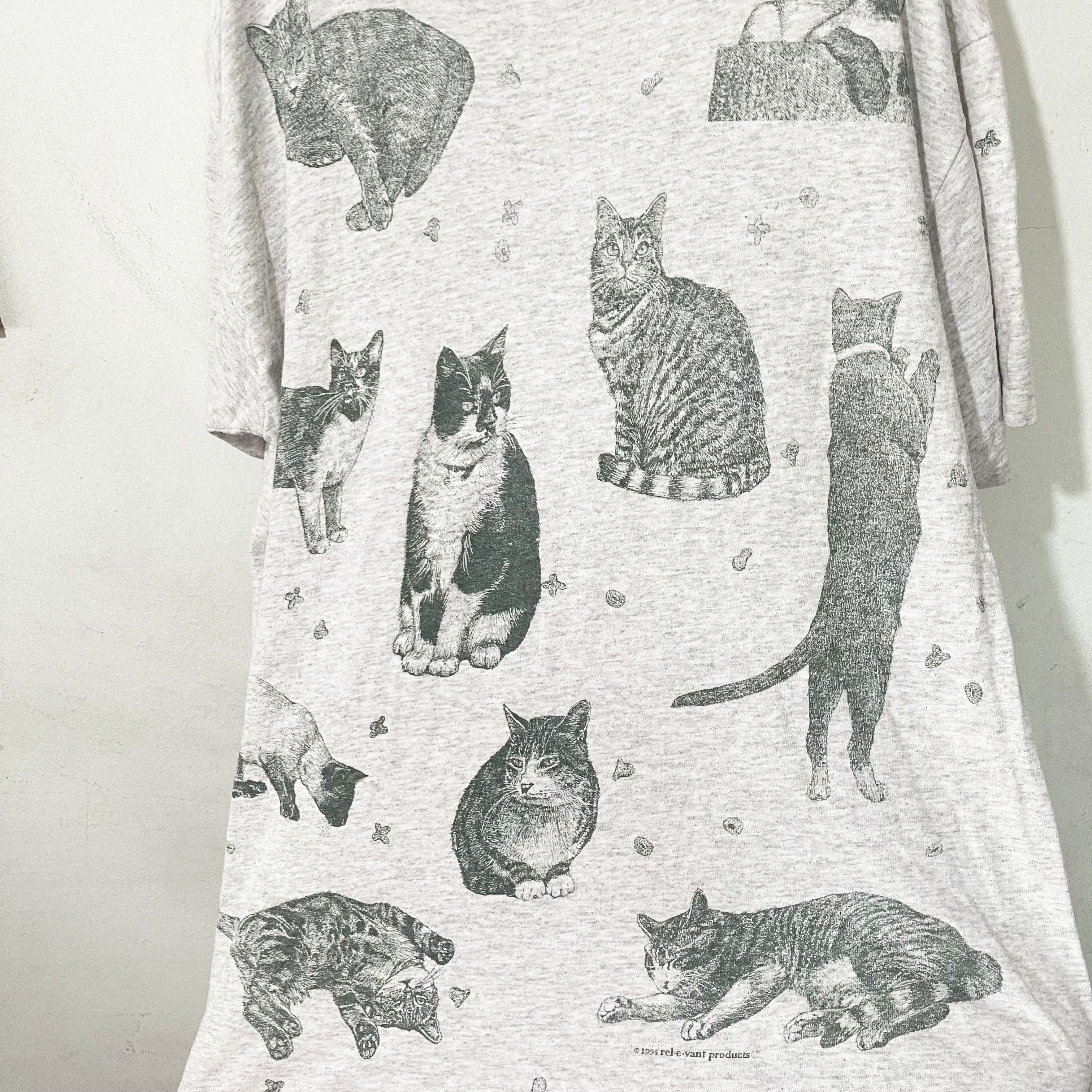 Vintage Vintage 90s All Over Cat Print T-Shirt Size US L / EU 52-54 / 3 - 2 Thumbnail
