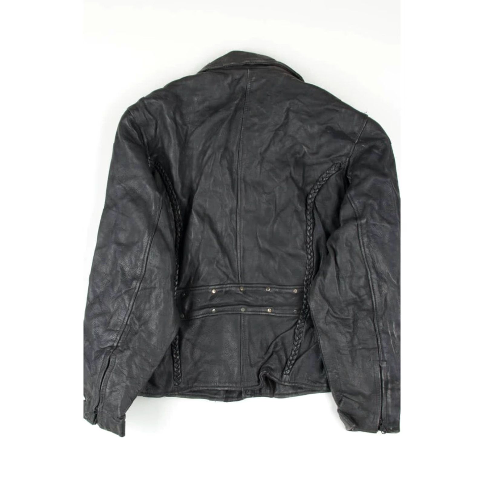 Vintage VINTAGE Black Leather Motorcycle Jacket 5X-Large Biker Coat Classic Style Leather Jacket 5XL Mens Womens Boys Girls Size US XXL / EU 58 / 5 - 3 Thumbnail
