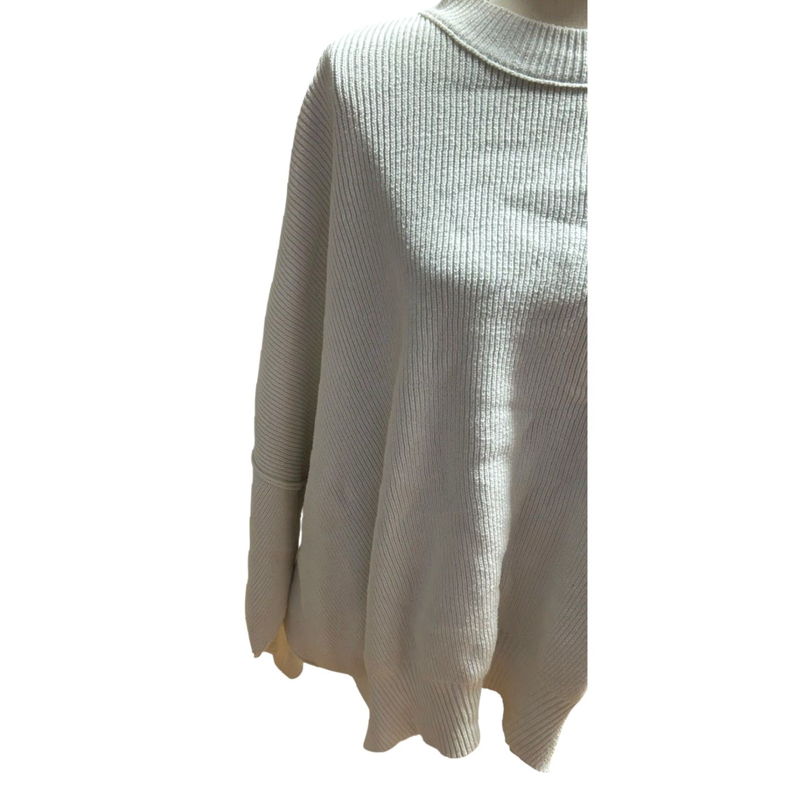 Free People Free People Womens Cotton Long Sleeve Cropped Boxy Sweater White Size Large Read Size L / US 10 / IT 46 - 3 Thumbnail