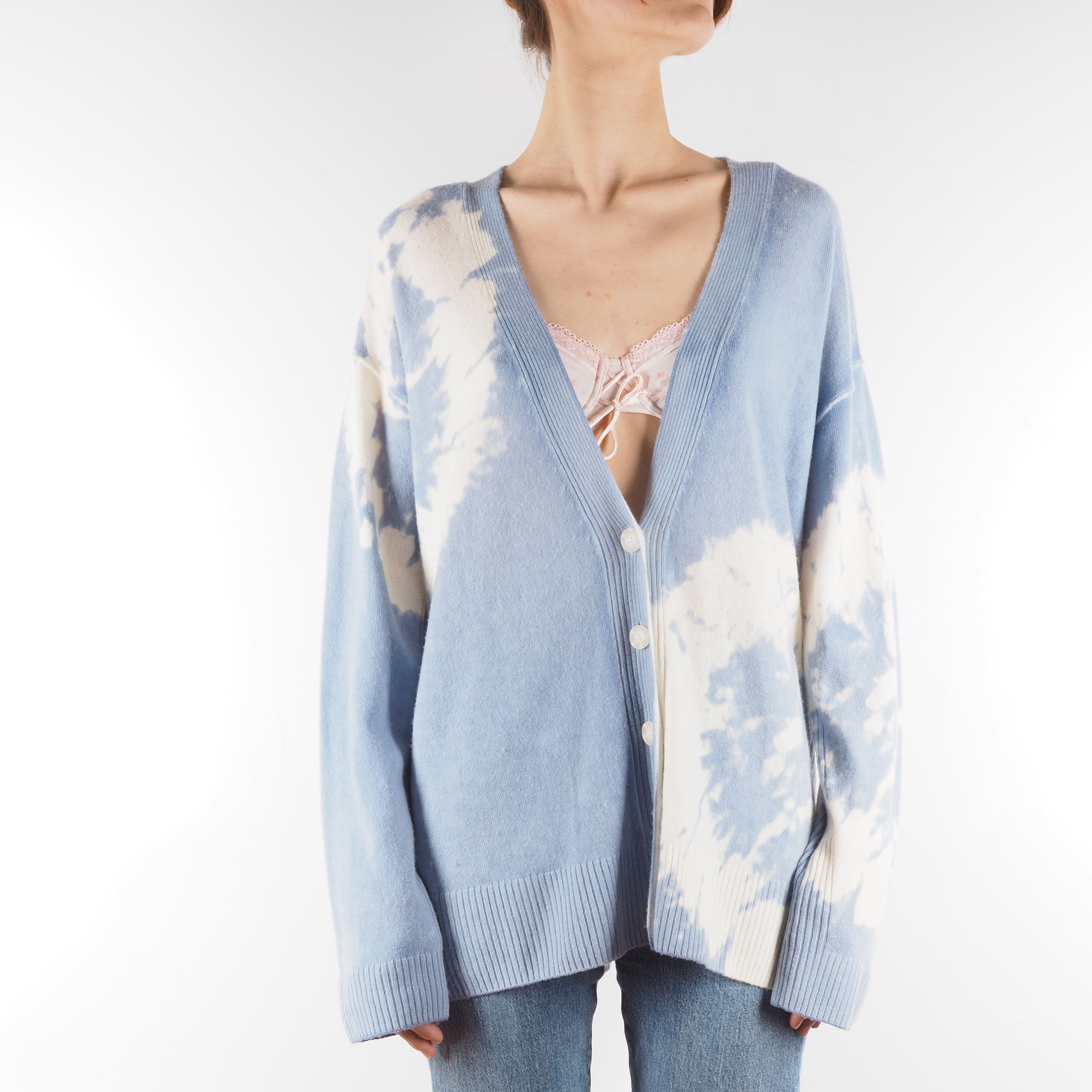 Allsaints AllSaints Tie-Dye Blue Sky Harmony Merino Wool Cardigan Size M / US 6-8 / IT 42-44 - 1 Thumbnail