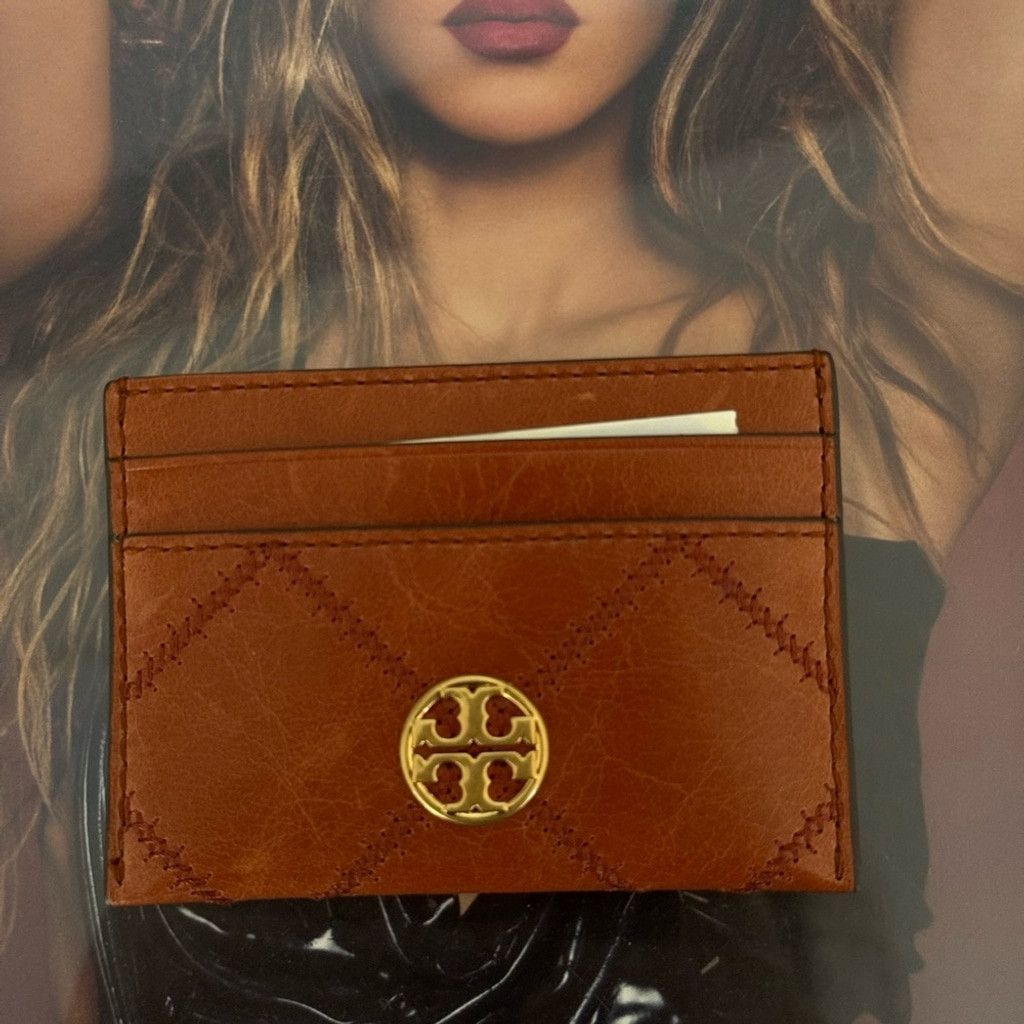Tory Burch Tory Burch Tan Leather Card Case with Gold Emblem Size ONE SIZE - 5 Thumbnail