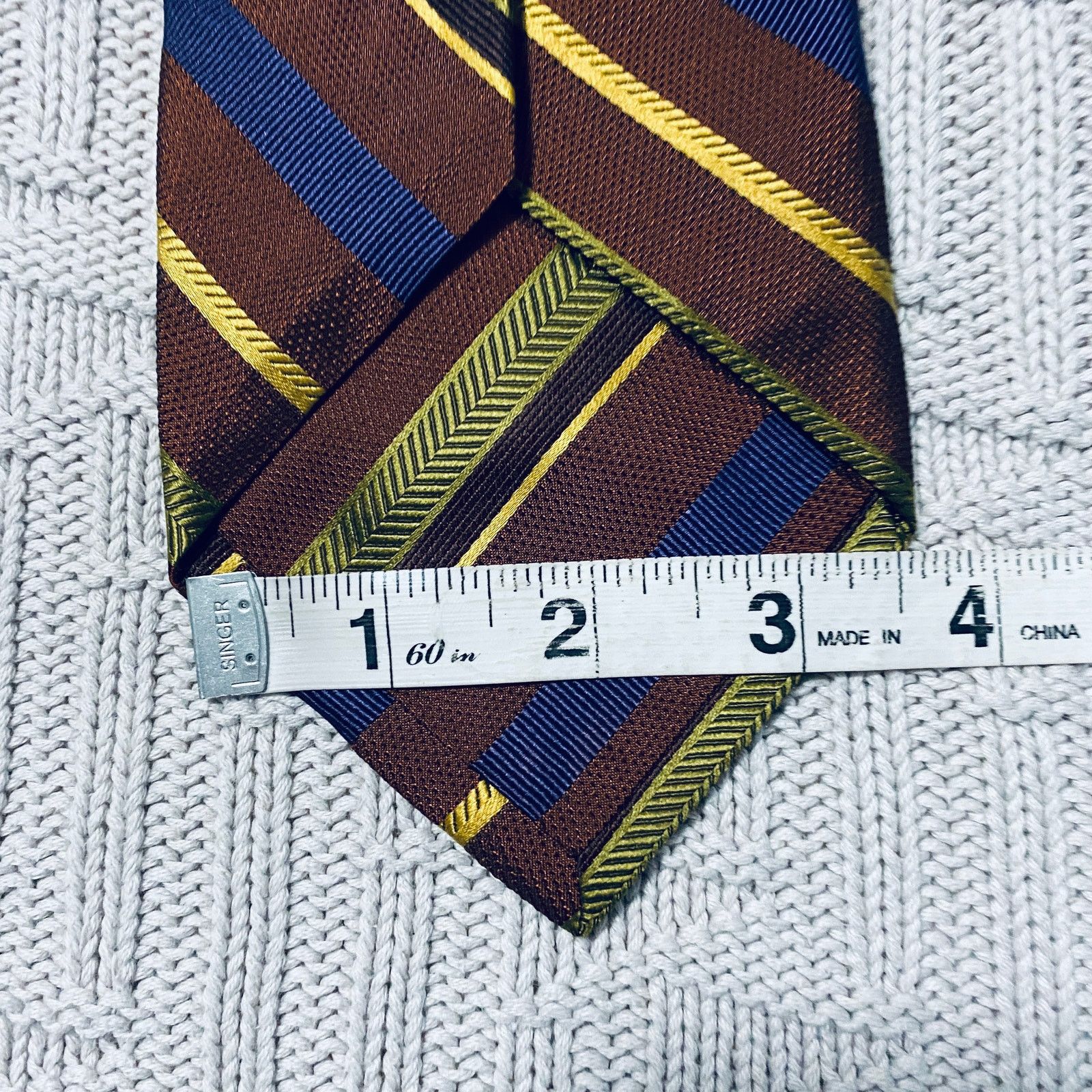 Altea Altea brown striped handmade Italian silk tie Size ONE SIZE - 5 Thumbnail
