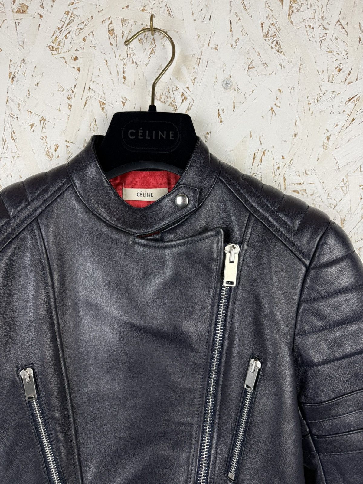 Celine Celine Phoebe Philo Sheepskin Leather Biker Jacket Dark Navy Size XS / US 0-2 / IT 36-38 - 2 Thumbnail