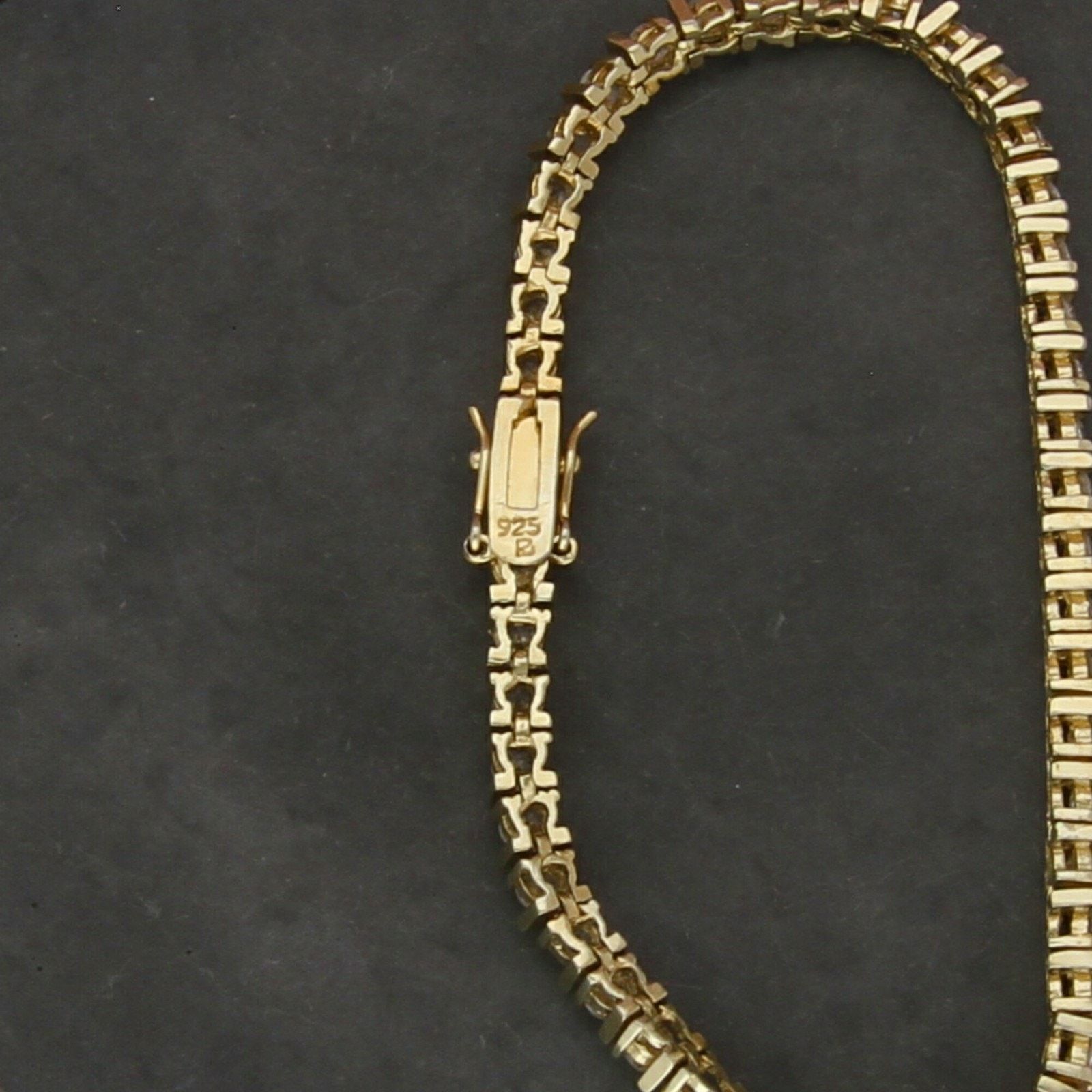 Sterling Silver sterling silver gold plate cz tennis bracelet size 7.25in Size ONE SIZE - 3 Thumbnail
