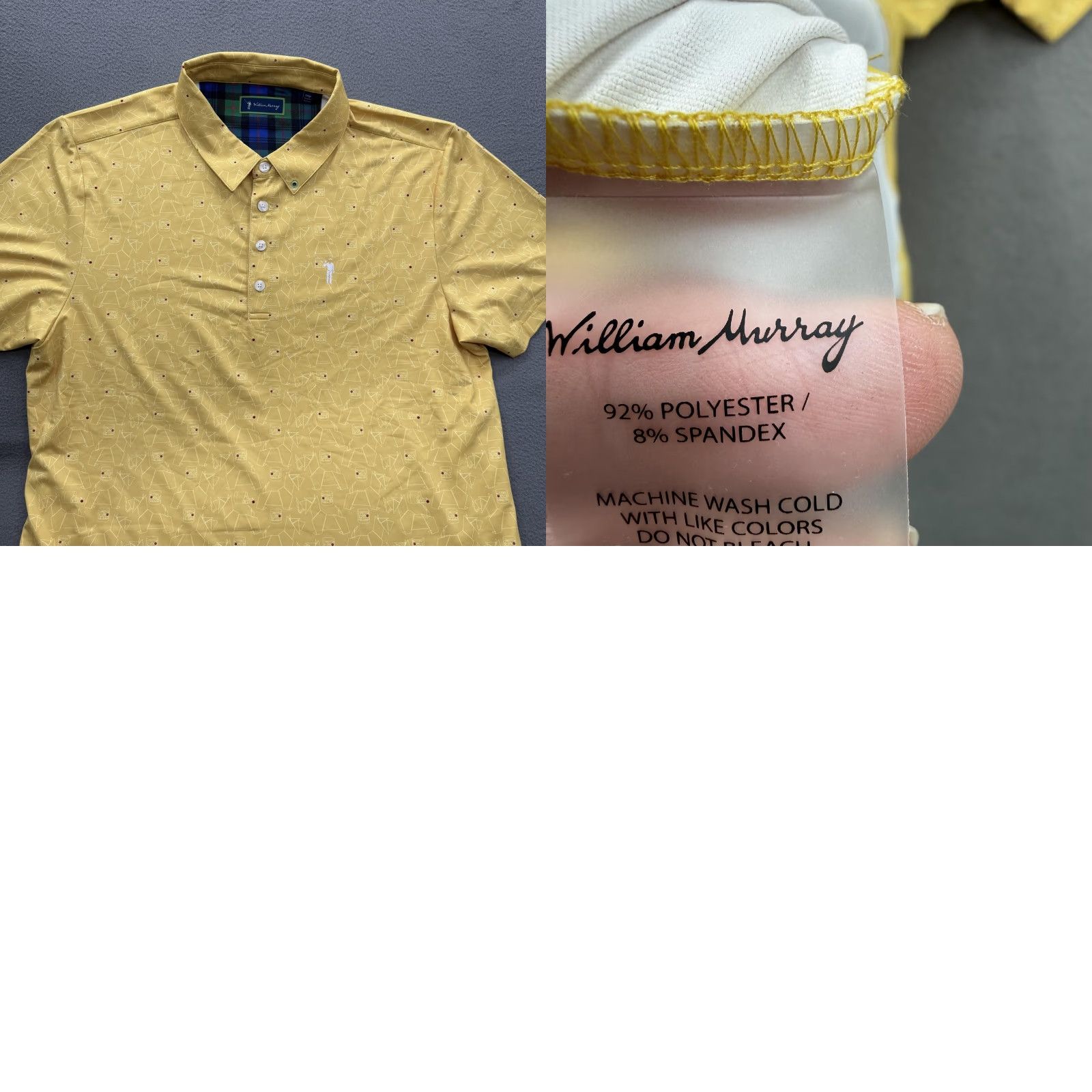Vintage William Murray Polo Shirt Mens Large Yellow Geometric Performance Golf Stretch Polo Shirt Mens Large Yellow Geometric Pattern Golf Size US L / EU 52-54 / 3 - 8 Thumbnail