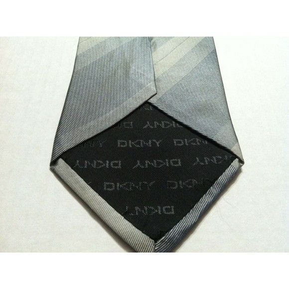 DKNY DKNY MENS NEW LIGHT GRAY 100%SILK STRIPED TIE WIDTH: 3 3/4" Size ONE SIZE - 3 Thumbnail