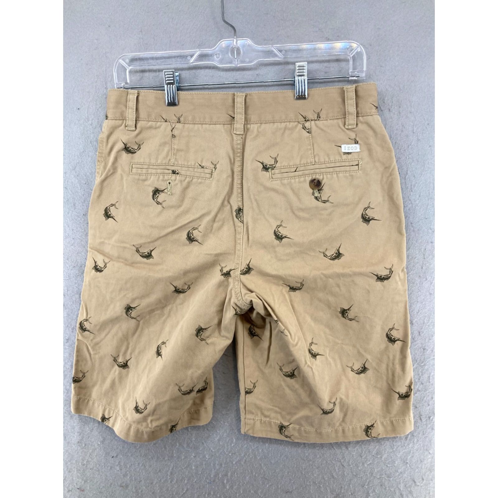 Izod IZOD Mens Shorts 30 Khaki Marlin Print All Over Preppy Outdoor - Beige Cotton Chino Short Adult Regular 30 Men's Size US 30 / EU 46 - 6 Thumbnail