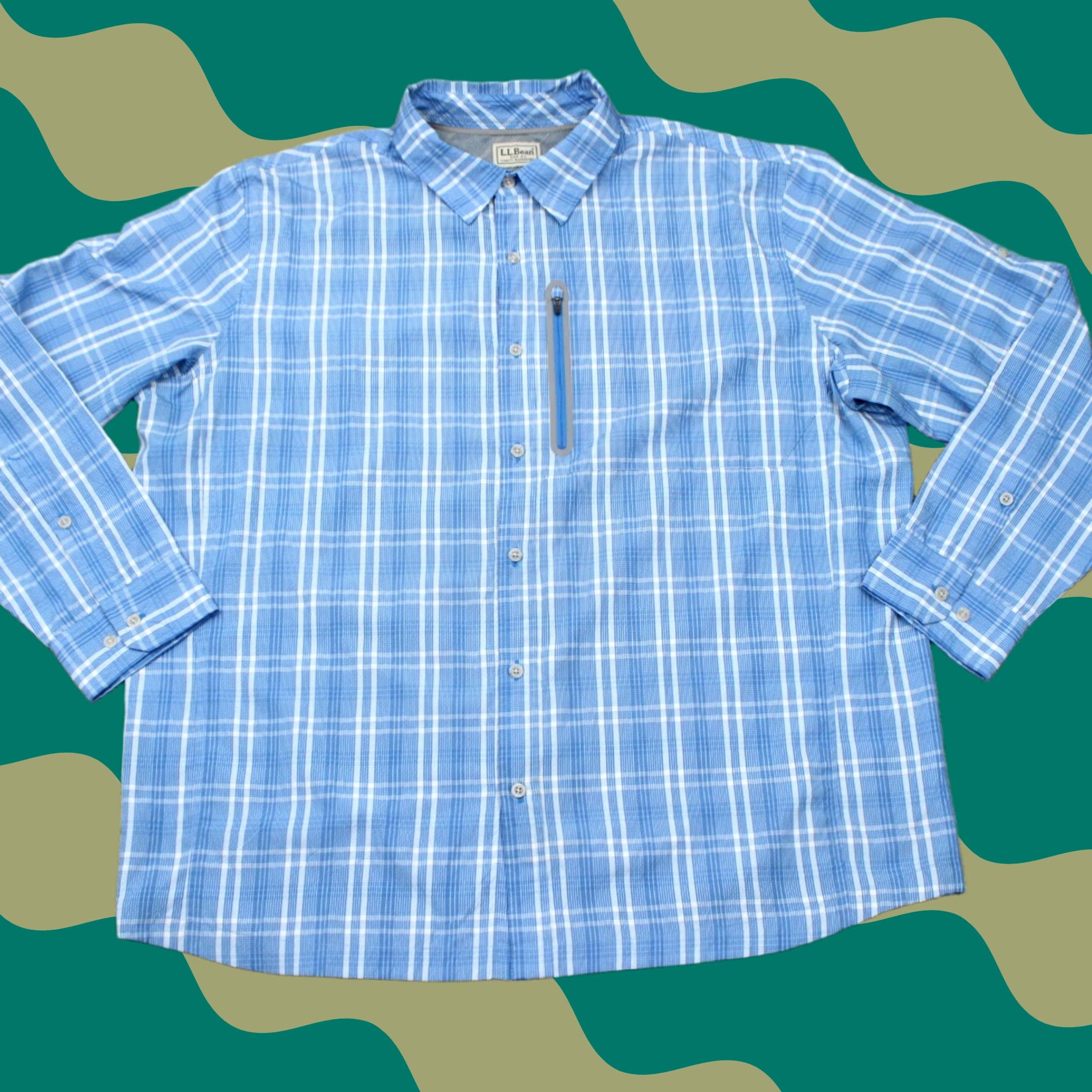 Vintage L.L. Bean Seersucker Shirt Men XL Reg Blue/White Comfort Stretch L/S Button-Up Shirt Size US XL / EU 56 / 4 - 1 Thumbnail