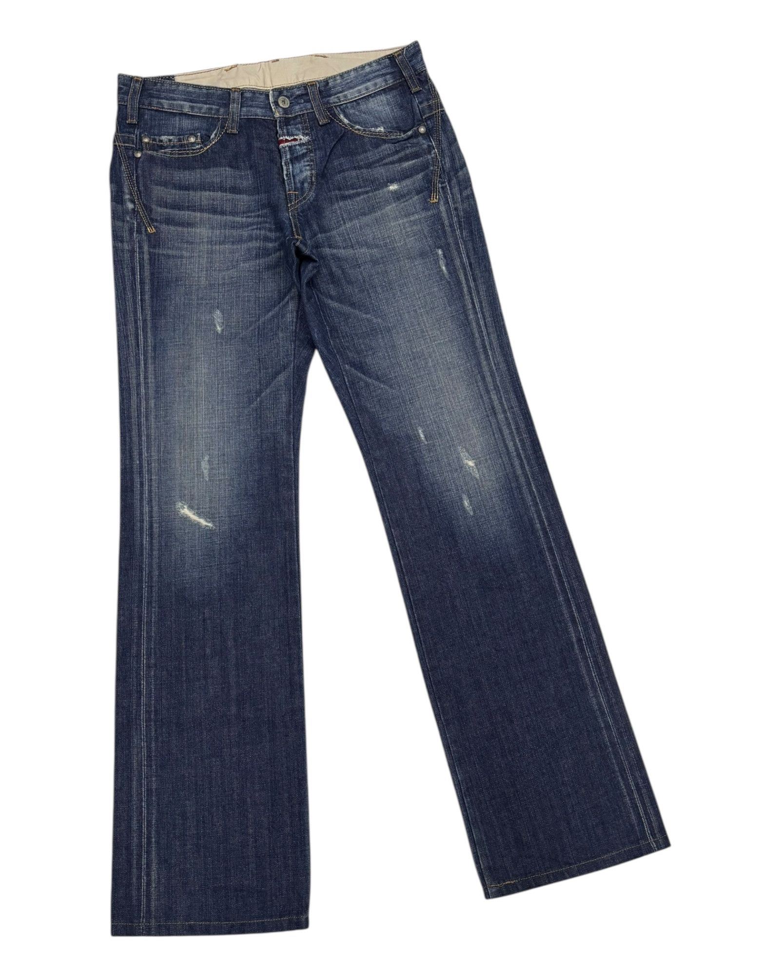 Marithe + Francois Girbaud MARITHE Francois GIRBAUD Straight Cut Distressed Denim Jean Size US 32 / EU 48 - 3 Thumbnail