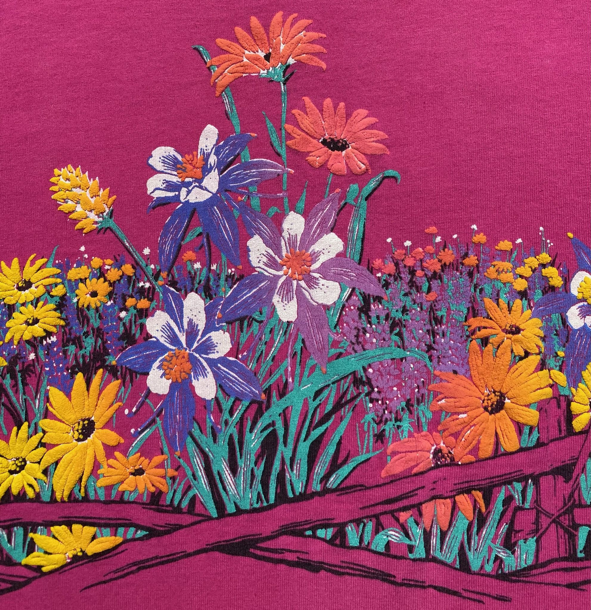 Vintage 90's Wildflowers Puff Print Double Sided T-Shirt Medium Size M / US 6-8 / IT 42-44 - 3 Thumbnail