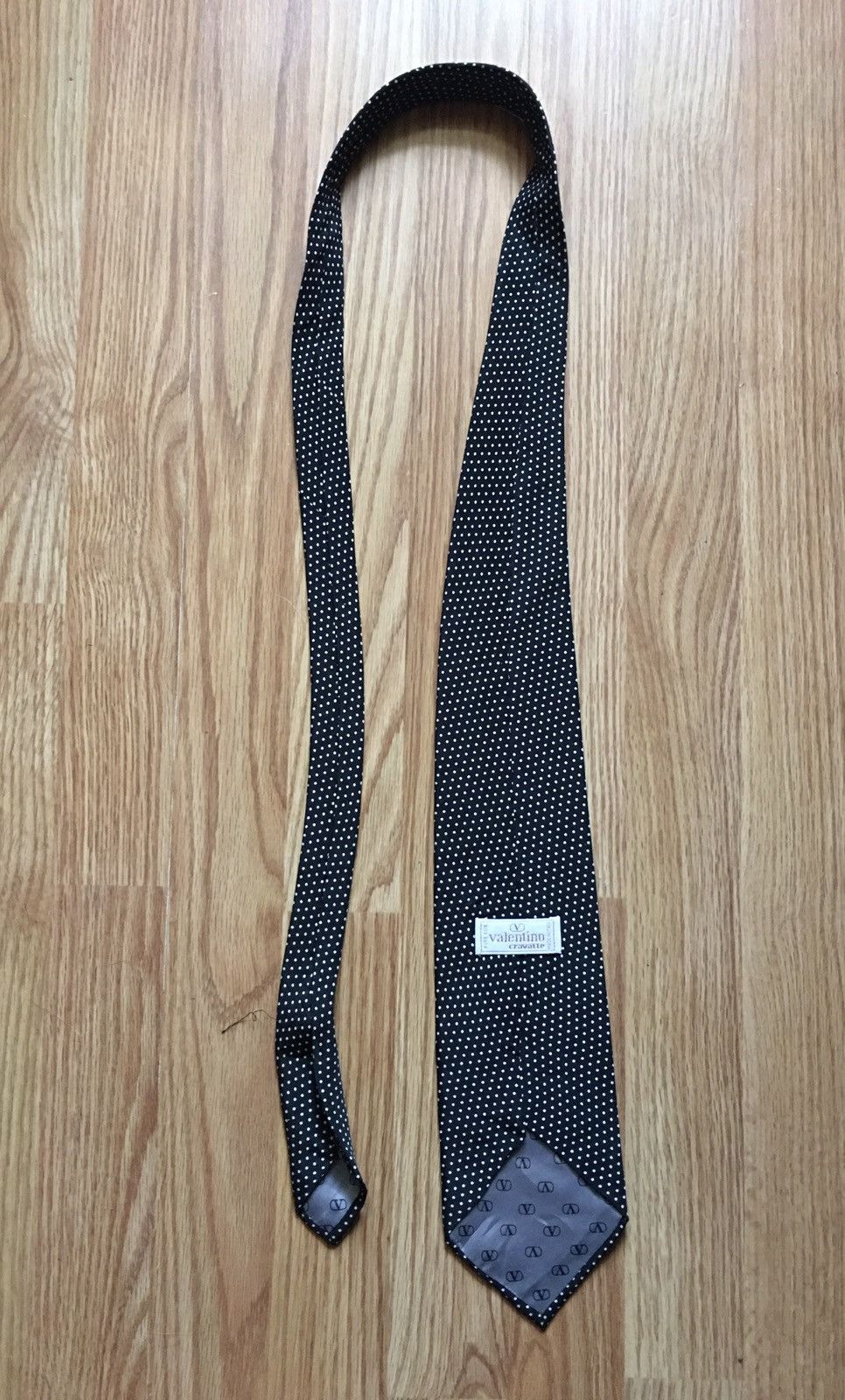 Valentino × Vintage VALENTINO Cravatte Black White Polka Dots Silk Mens Tie Size ONE SIZE - 7 Thumbnail