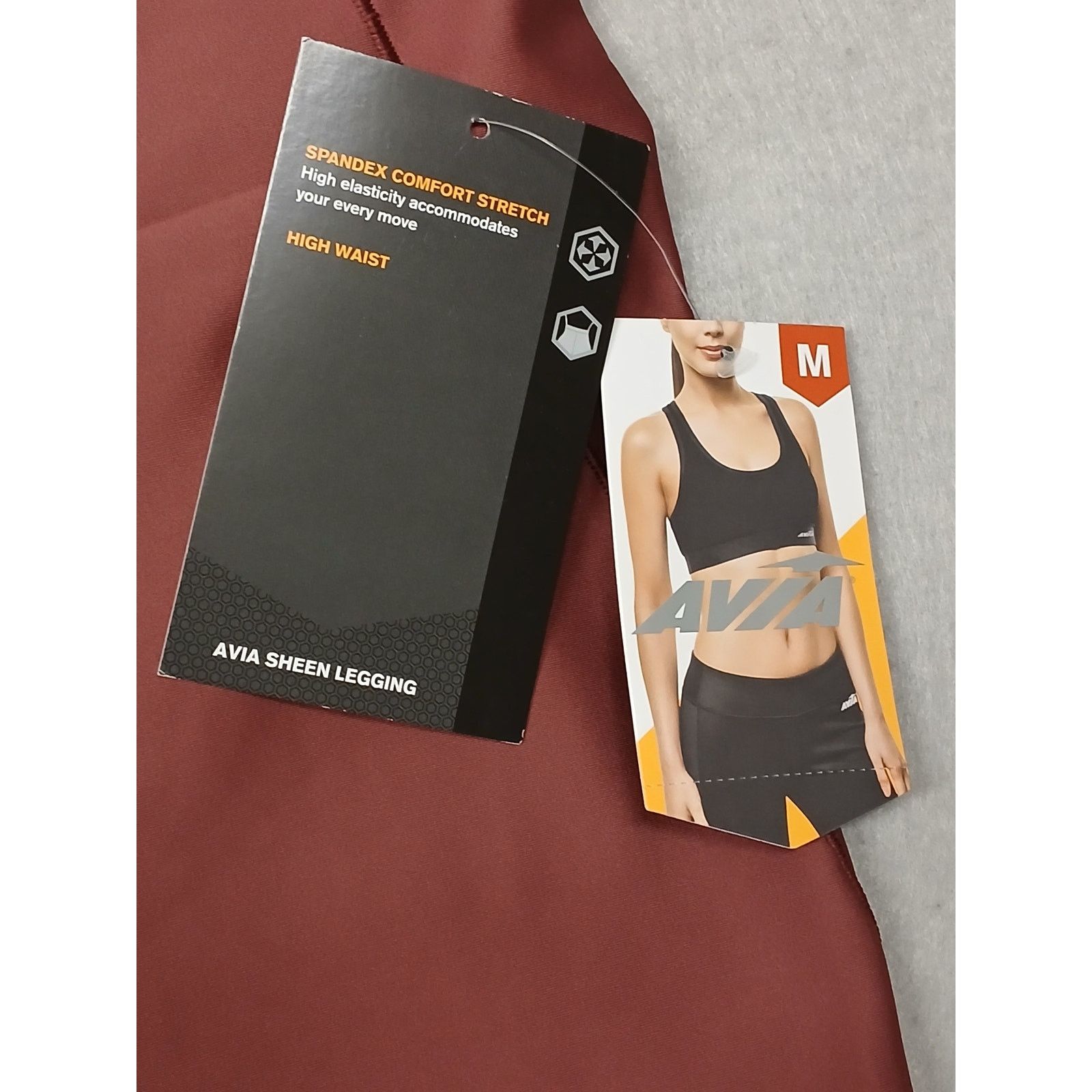 Avia Avia (M 8-10) Maroon Women's Stretch Workout Leggings Size 24" / US 00 / IT 34 - 6 Thumbnail
