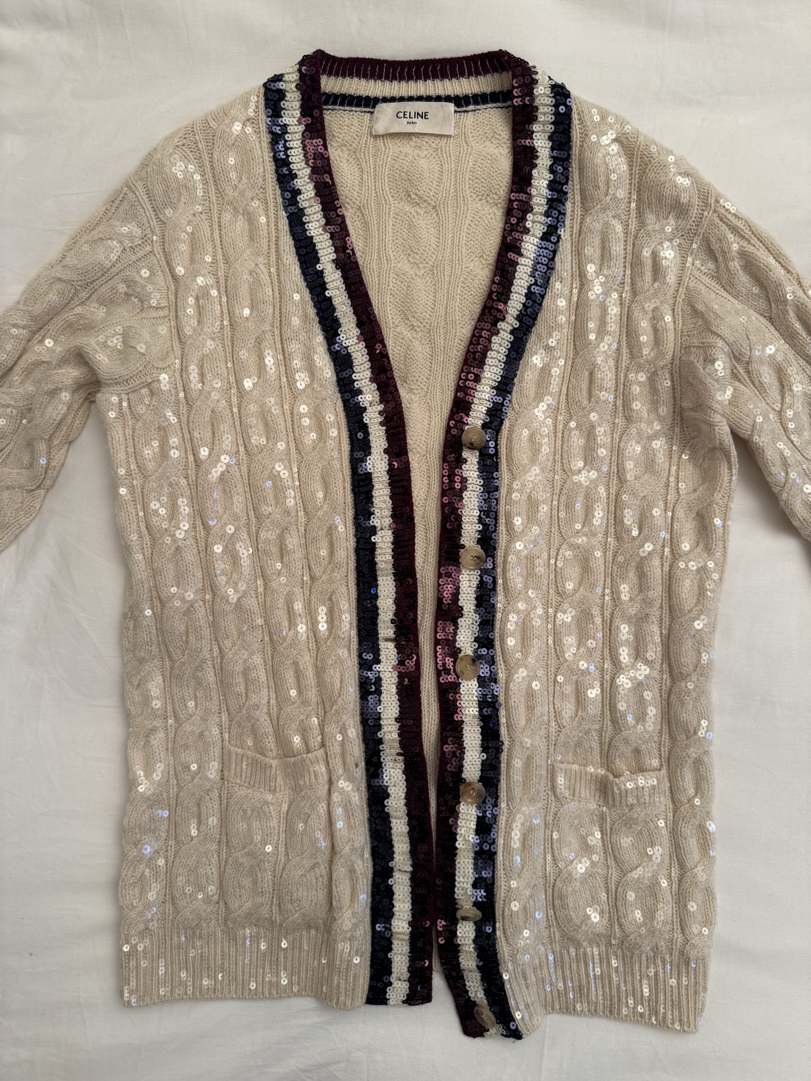 Celine × Hedi Slimane SS20 Wool Sequined Cardigen Runway Show Hedi Slimane Size US M / EU 48-50 / 2 - 4 Thumbnail