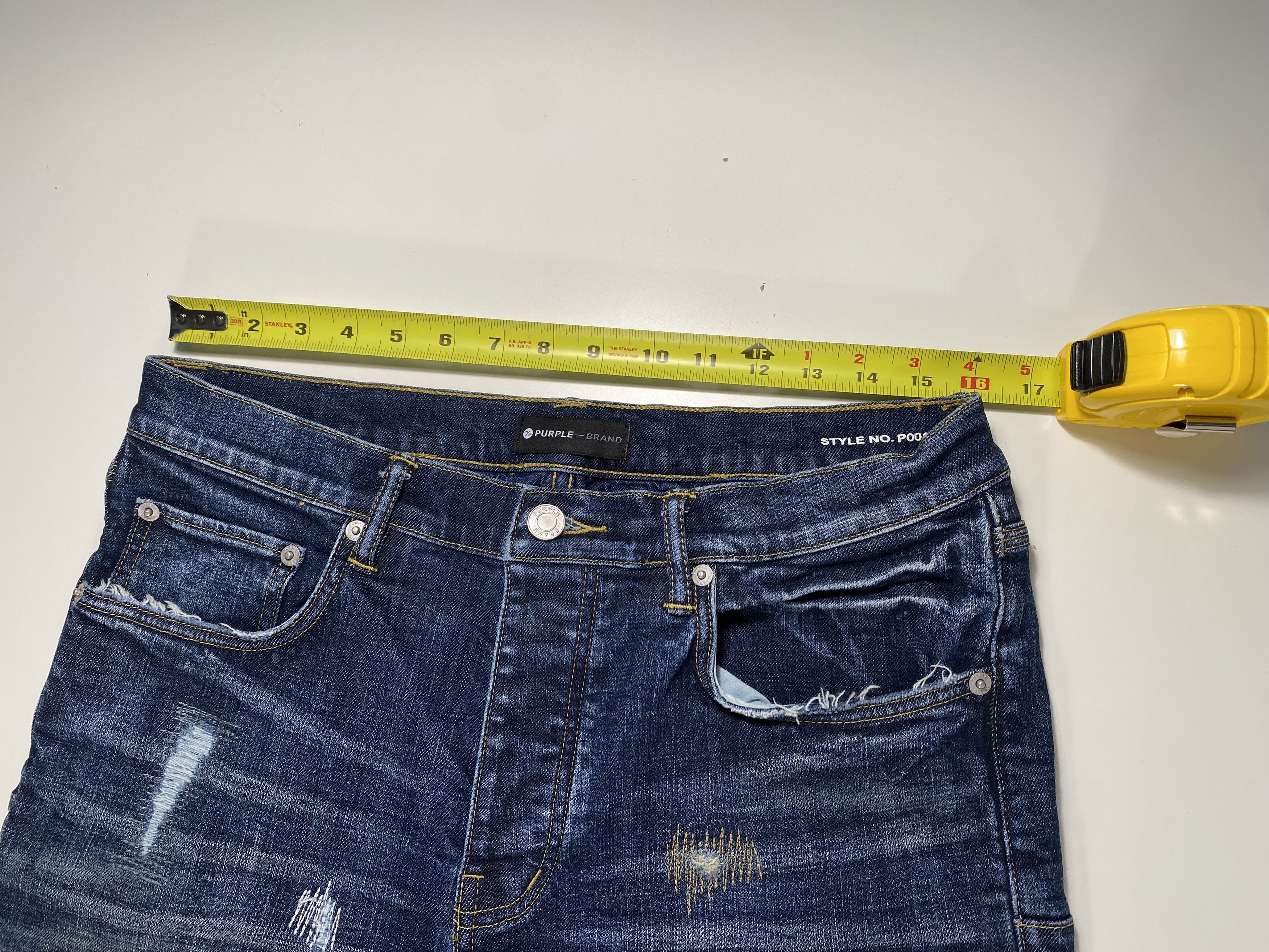 Purple Brand Purple Jeans P001 Pre Distressed Dark Denim Size 32x34 Size US 32 / EU 48 - 7 Thumbnail