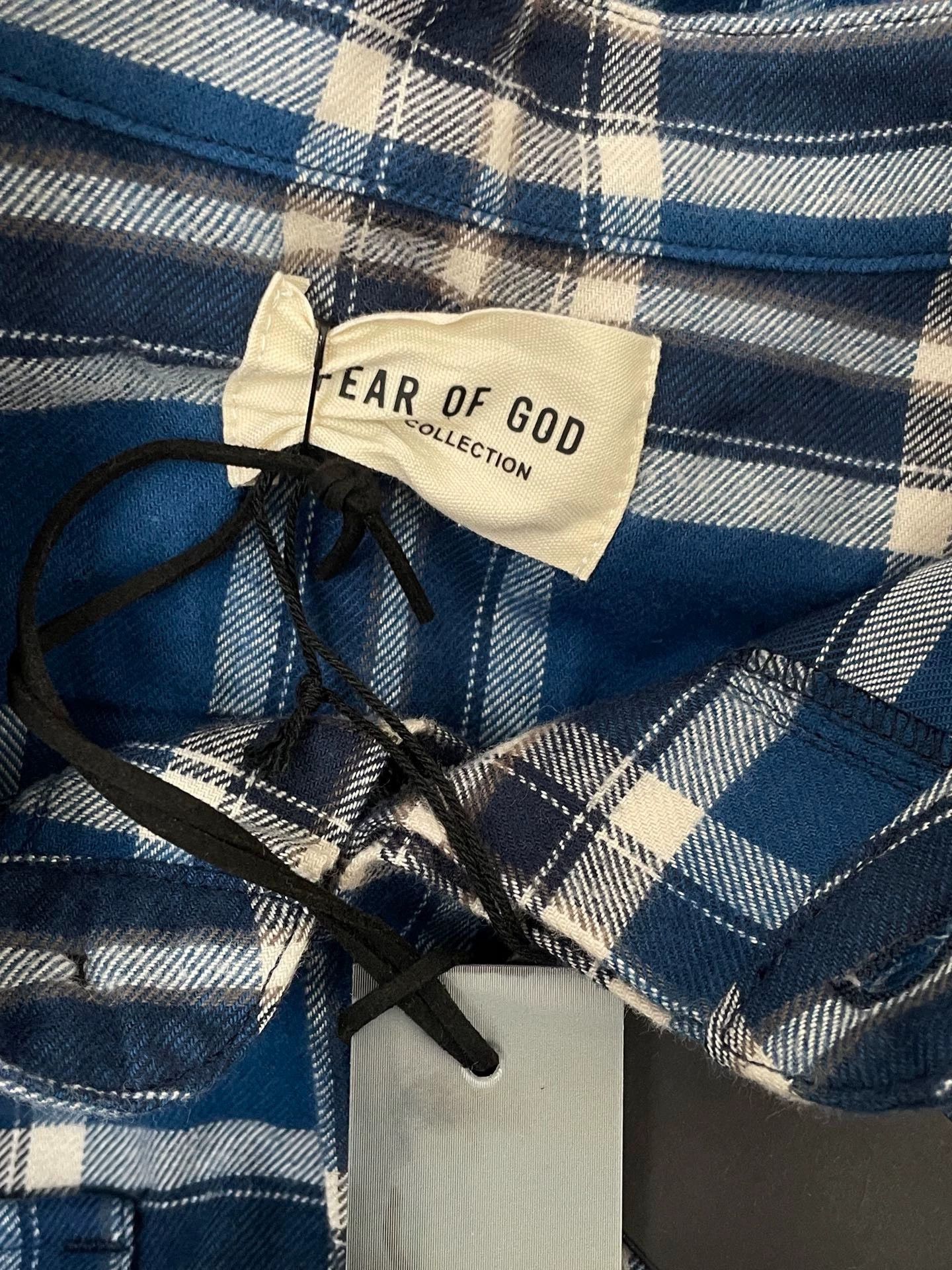 Fear of God Fear of God S6 Blue White Check Henley Shirt S New w/ Tags Size US S / EU 44-46 / 1 - 3 Thumbnail