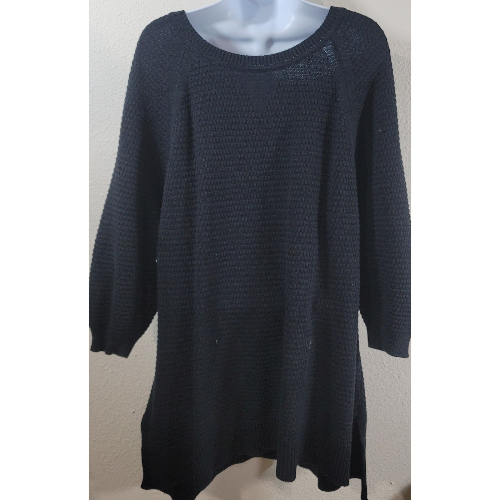 Other Black Waffle Knit V Neck 3 Button Henley Sweater XL Soft Size XL / US 12-14 / IT 48-50 - 4 Thumbnail