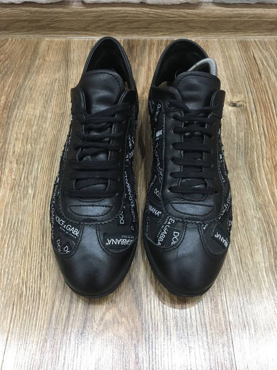 Dolce & Gabbana Dolce & Gabbana Logo Print Black Leather Sneakers EU 38 US 8 Size US 8 / IT 38 - 2 Thumbnail