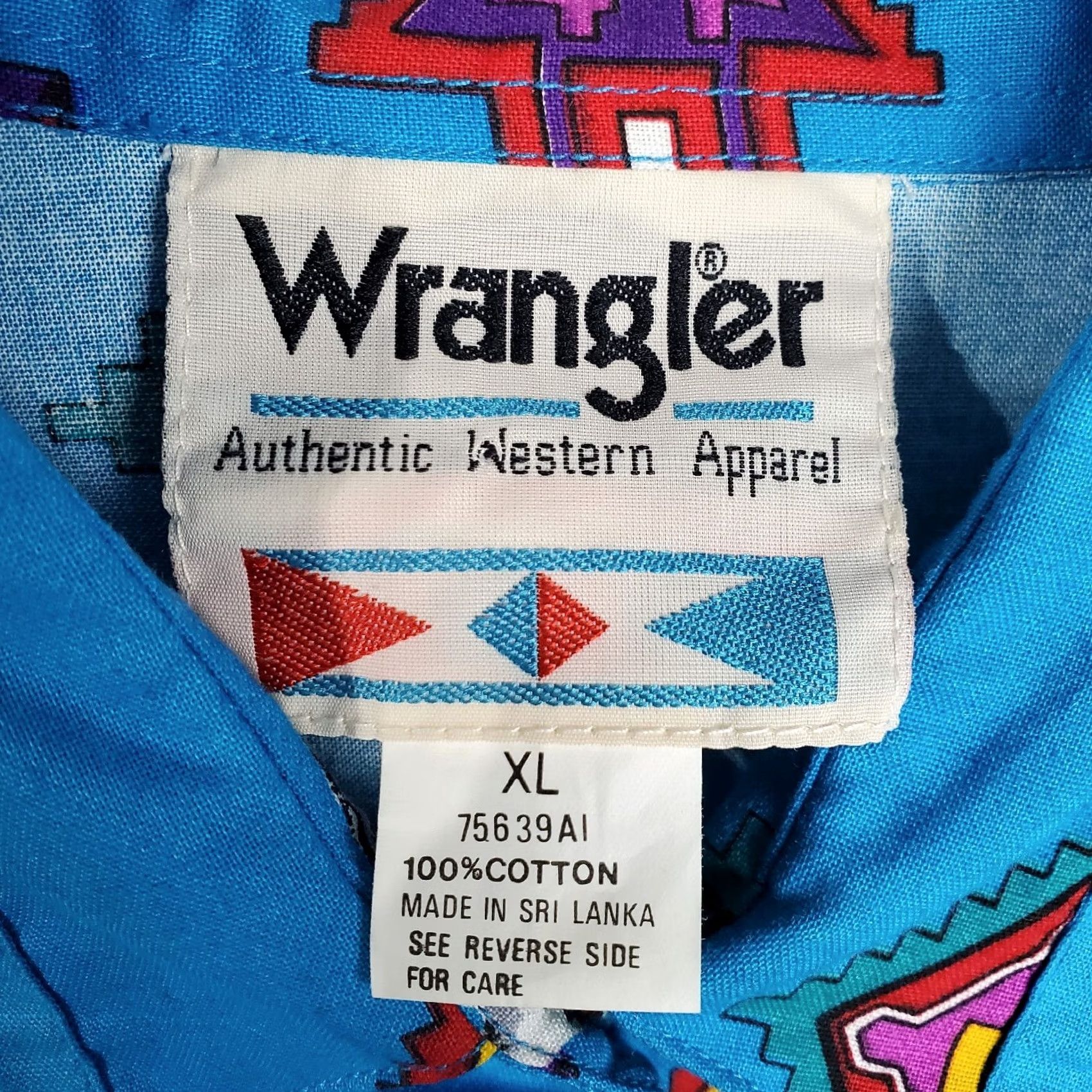 Wrangler VINTAGE Wrangler Shirt Womens XL Blue Turquiose Southwestern Aztec Rodeo Western Size XL / US 12-14 / IT 48-50 - 4 Thumbnail