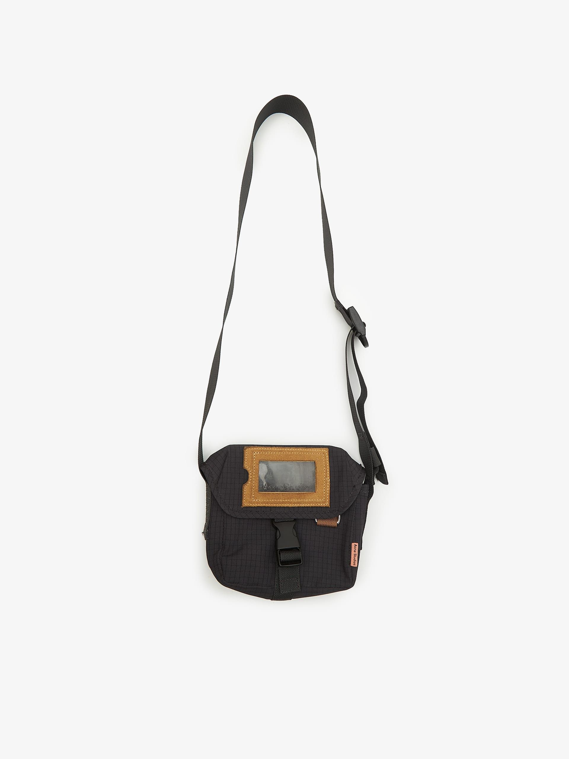 Acne Studios Black Brown Nylon Mini Shoulder Bag, Men's