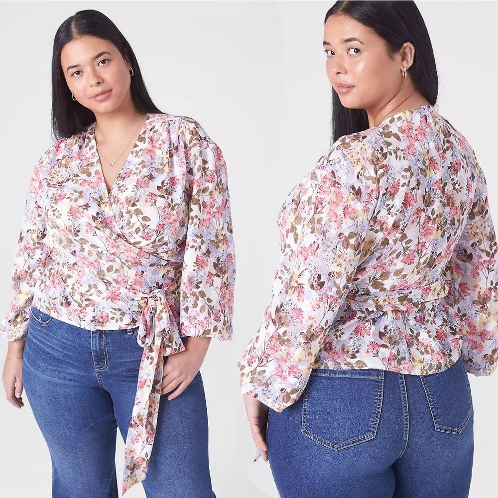 Other New Lane Bryant Classic Crop Sheer Full-Wrap Floral Long Sl Size 3XL / US 20-22 - 1 Thumbnail