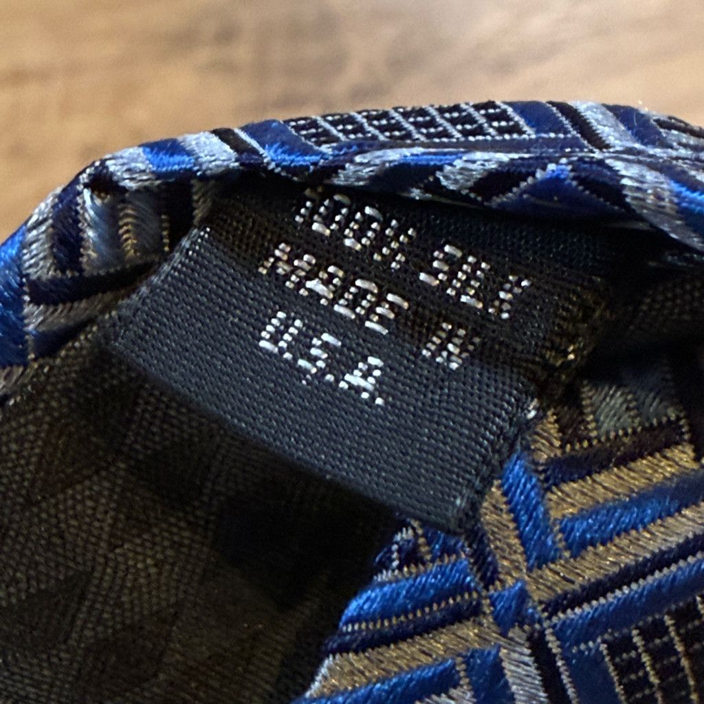 Japanese Brand Bruno Piattelli Silk Tie Blue Geometric 3.75” USA Size 26 - 4 Thumbnail