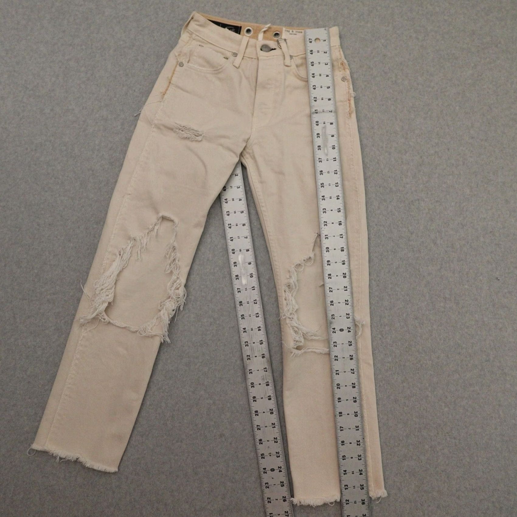 Disney Rag & Bone x Disney Cruella Jeans Womens 23 (23X26) Maya High Rise Slim Jeans Slimming Ivory 23 Womens Size 40" / US 18 - 3 Thumbnail