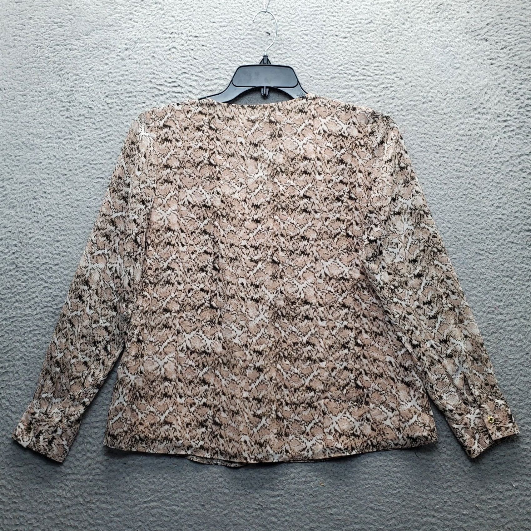 Calvin Klein Calvin Klein Blouse Womens Size S V-Neck Lined Snakeskin Ruffle Front Multicolor Shirt Womens Size S Size S / US 4 / IT 40 - 2 Thumbnail