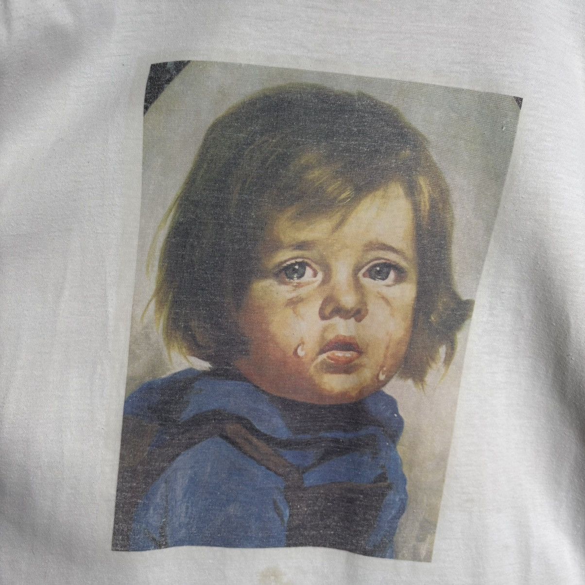 Vintage Vintage 90s The Crying Boy Curse Art Graphic T-Shirt Size US XL / EU 56 / 4 - 2 Thumbnail