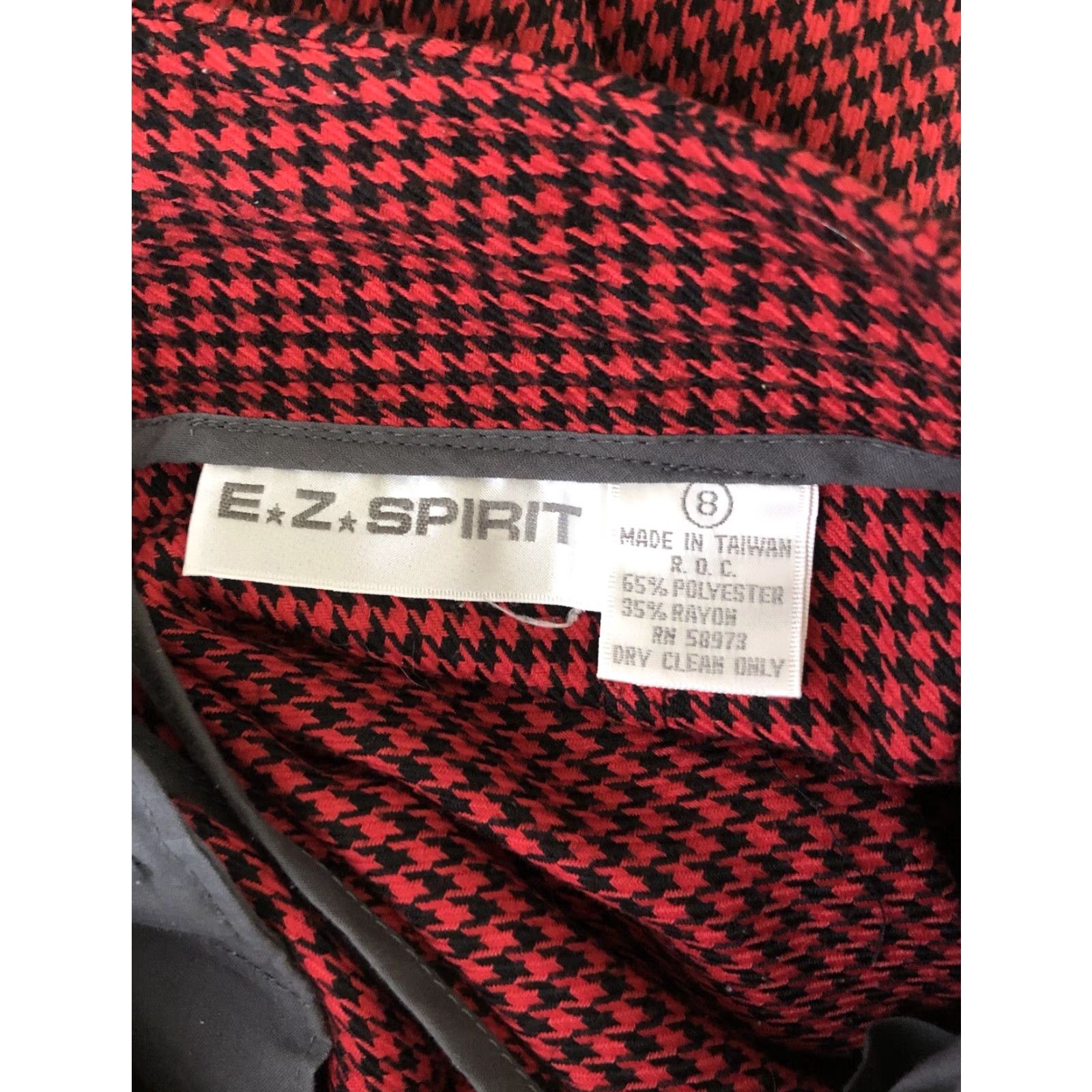 ESPIRIT VINTAGE EZ Spirit Pants 8 Red Black Houndstooth Plaid 26"W Tapered Leg Cuff 80s 90s Womens Pants Women Size 30" / US 8 / IT 44 - 3 Thumbnail