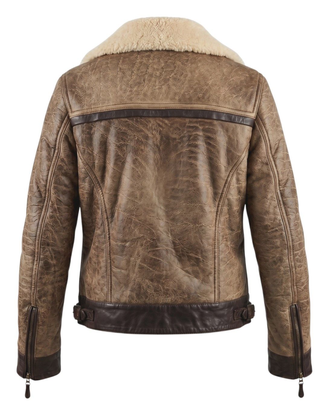 Roberto Cavalli FOX FUR COLLAR SHEARLING LEATHER BOMBER JACKET Size US M / EU 48-50 / 2 - 3 Thumbnail