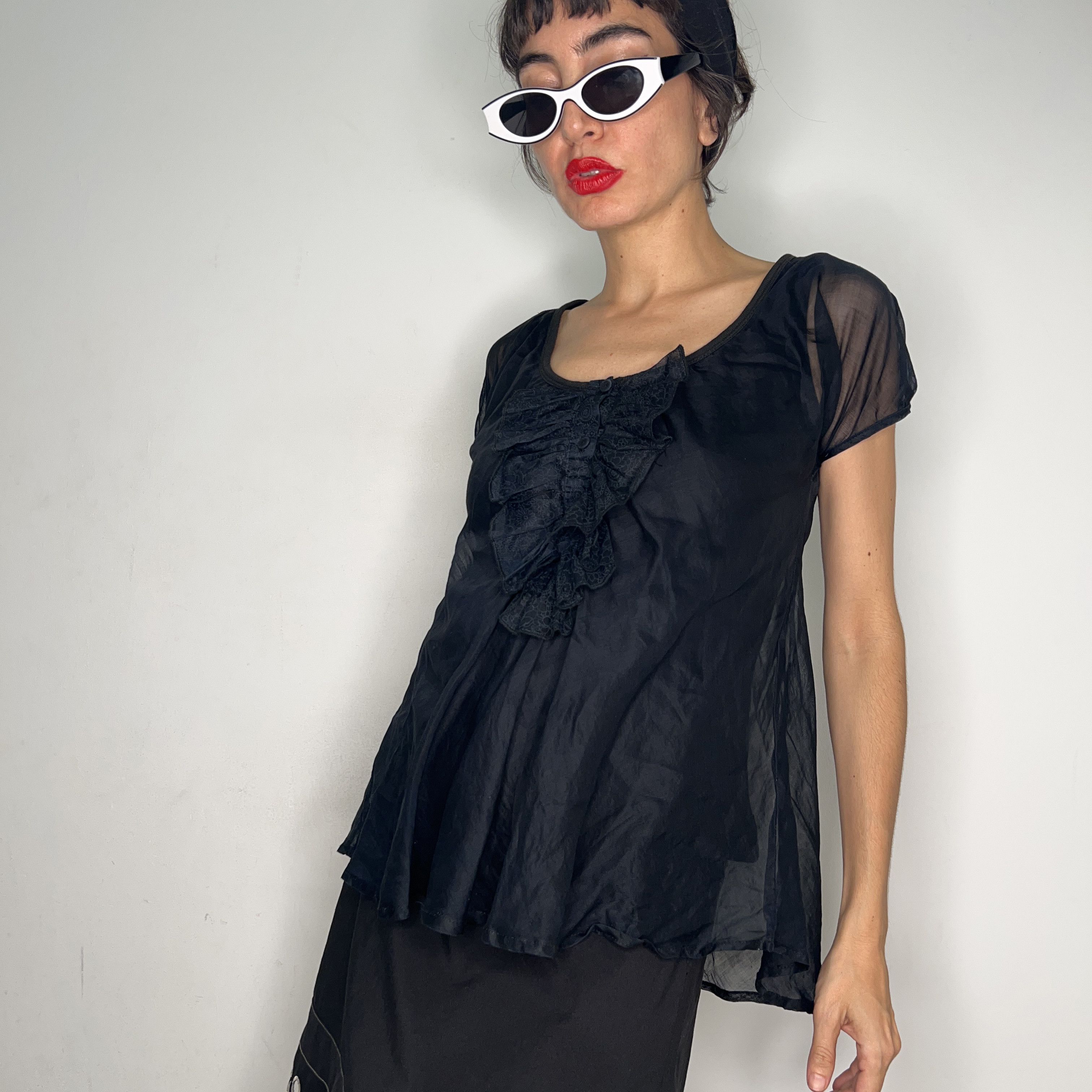 See by Chloe See by Chloe black cotton silk blouse top Size M / US 6-8 / IT 42-44 - 6 Thumbnail