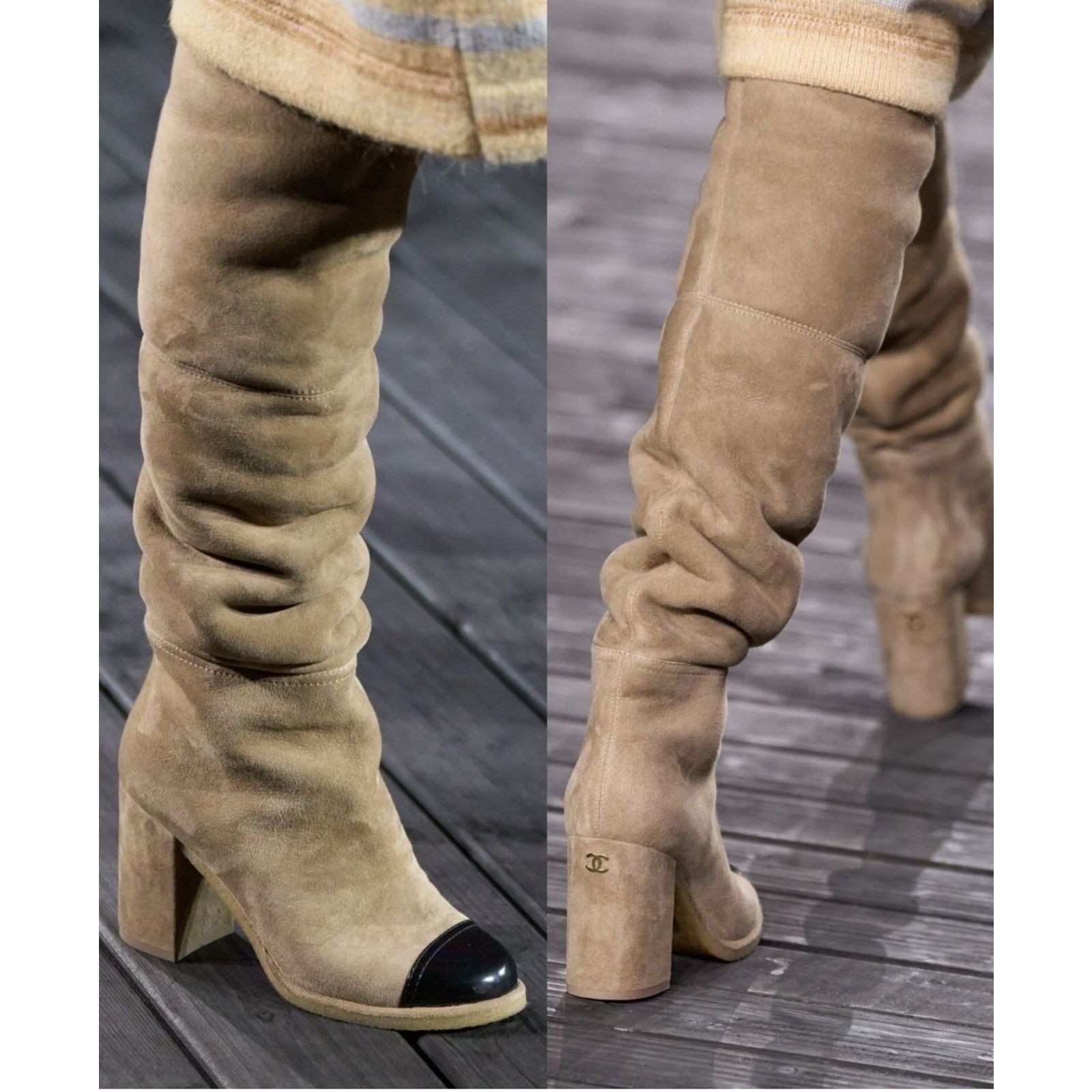 Chanel Chanel 24K Runway Beige Suede Shearling Thigh High Boots 37 Size US 6 / IT 36 - 9 Thumbnail