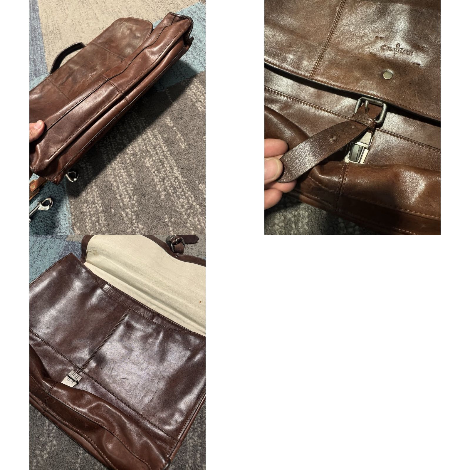 Cole Haan VINTAGE Cole Haan Brown Leather Messenger Bag Business Padded Laptop Bag Shoulder italy Size ONE SIZE - 11 Thumbnail