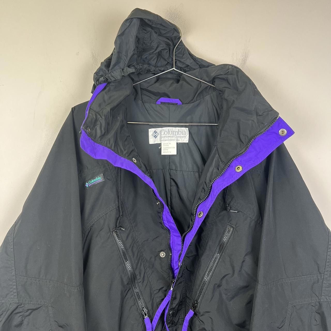 Columbia 90s Columbia Black Anorak Jacket with Purple Accents Vintage Size US L / EU 52-54 / 3 - 5 Thumbnail