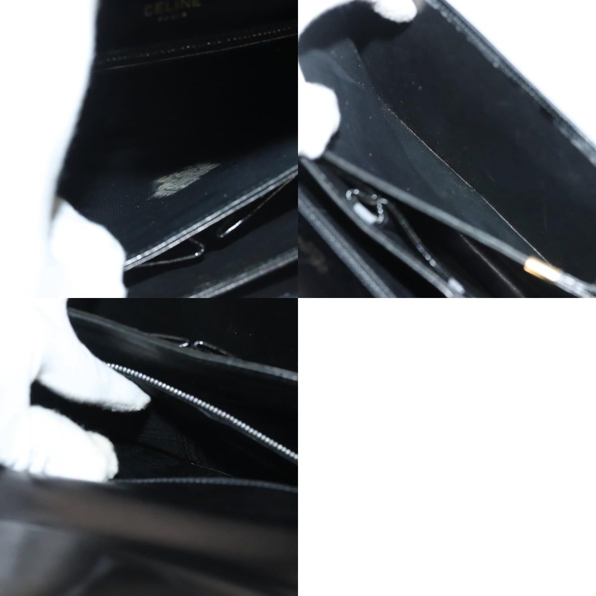 Celine CELINE Horse Carriage Shoulder Bag Patent Leather Black Gold Size ONE SIZE - 13 Thumbnail