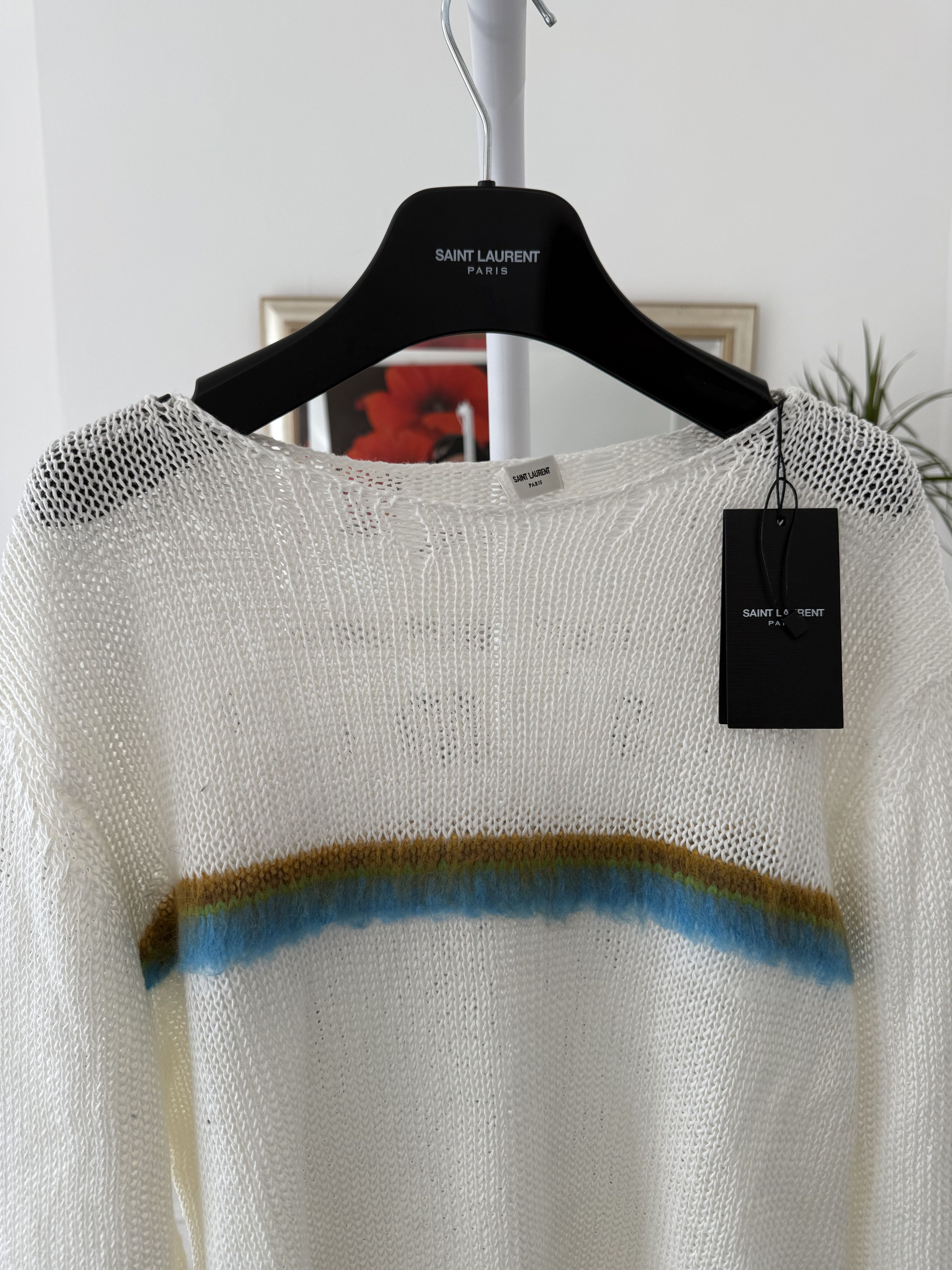 Saint Laurent Paris Saint Laurent Destroyed Mohair Striped Sweater Size US M / EU 48-50 / 2 - 7 Thumbnail