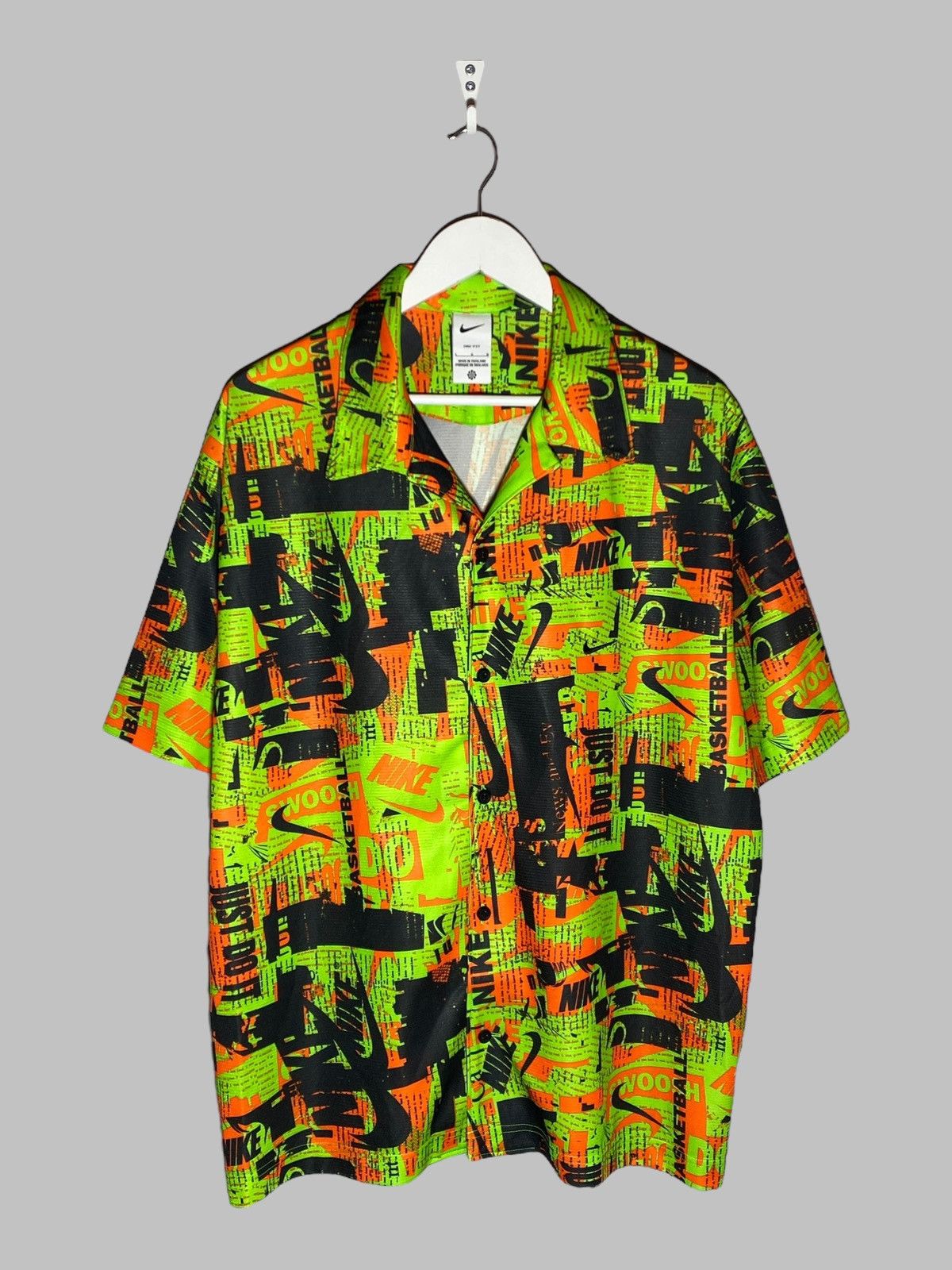 Nike Just Do It All Over Print Green Orange Shirt