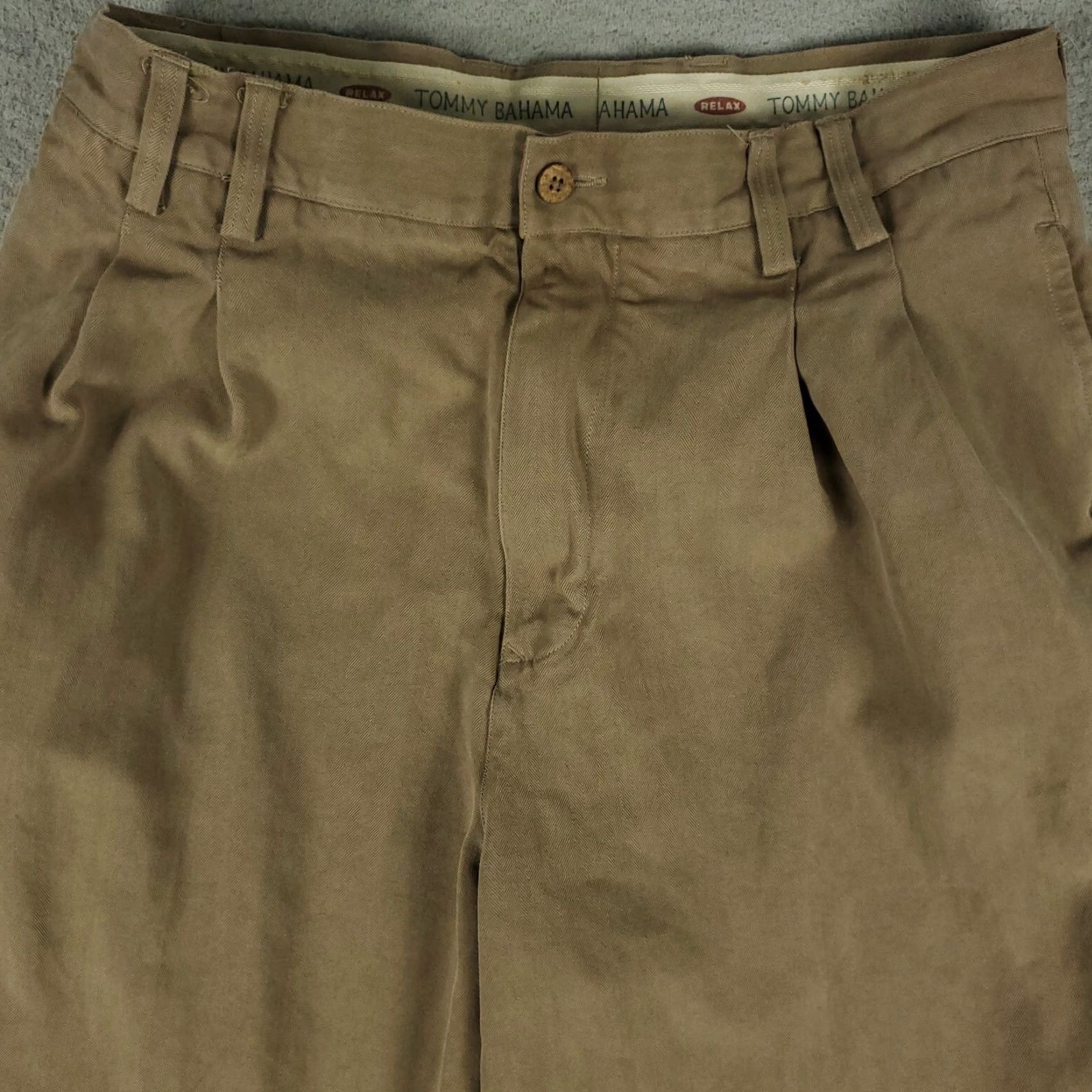 Tommy Bahama Tommy Bahama Chino Pants Mens 33x27 Brown Silk Pleated Casual Trousers Size US 33 - 2 Thumbnail