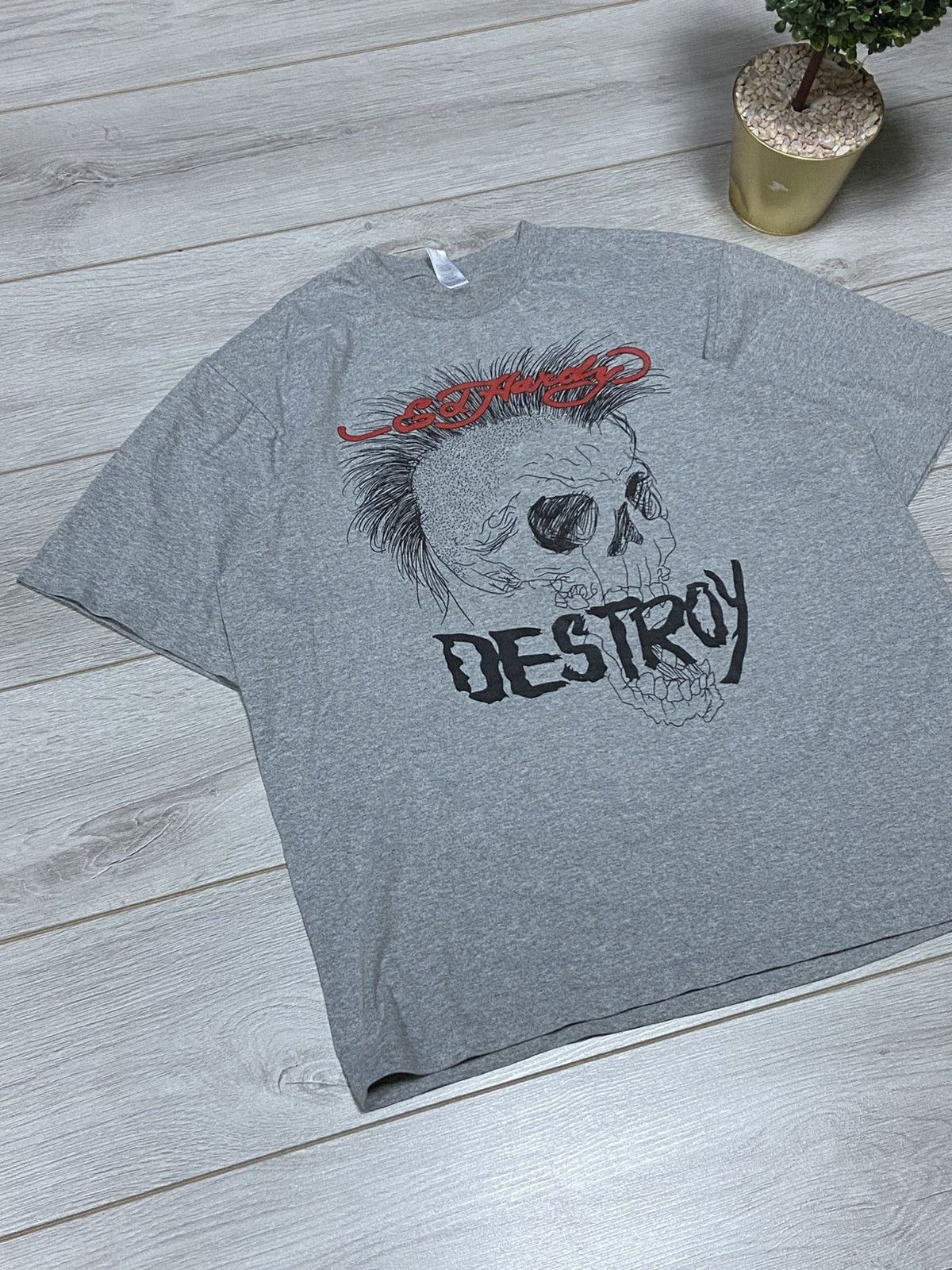 Ed Hardy Ed Hardy Destroy skull 💀 Punks not dead 90s vintage t-shirts Size US L / EU 52-54 / 3 - 3 Thumbnail