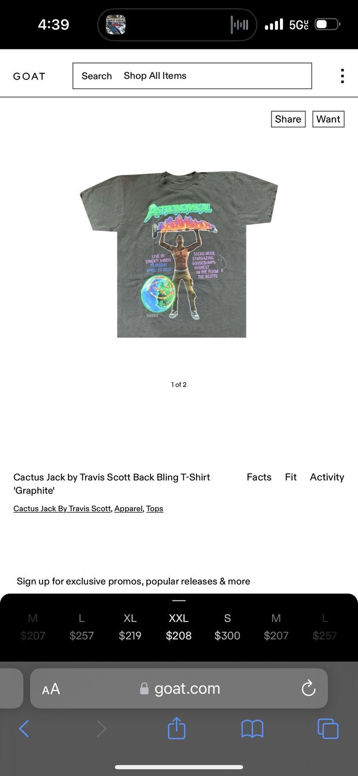 Travis Scott Cactus Jack by Travis Scott Back Bling T-Shirt 'Graphite' |  Grailed