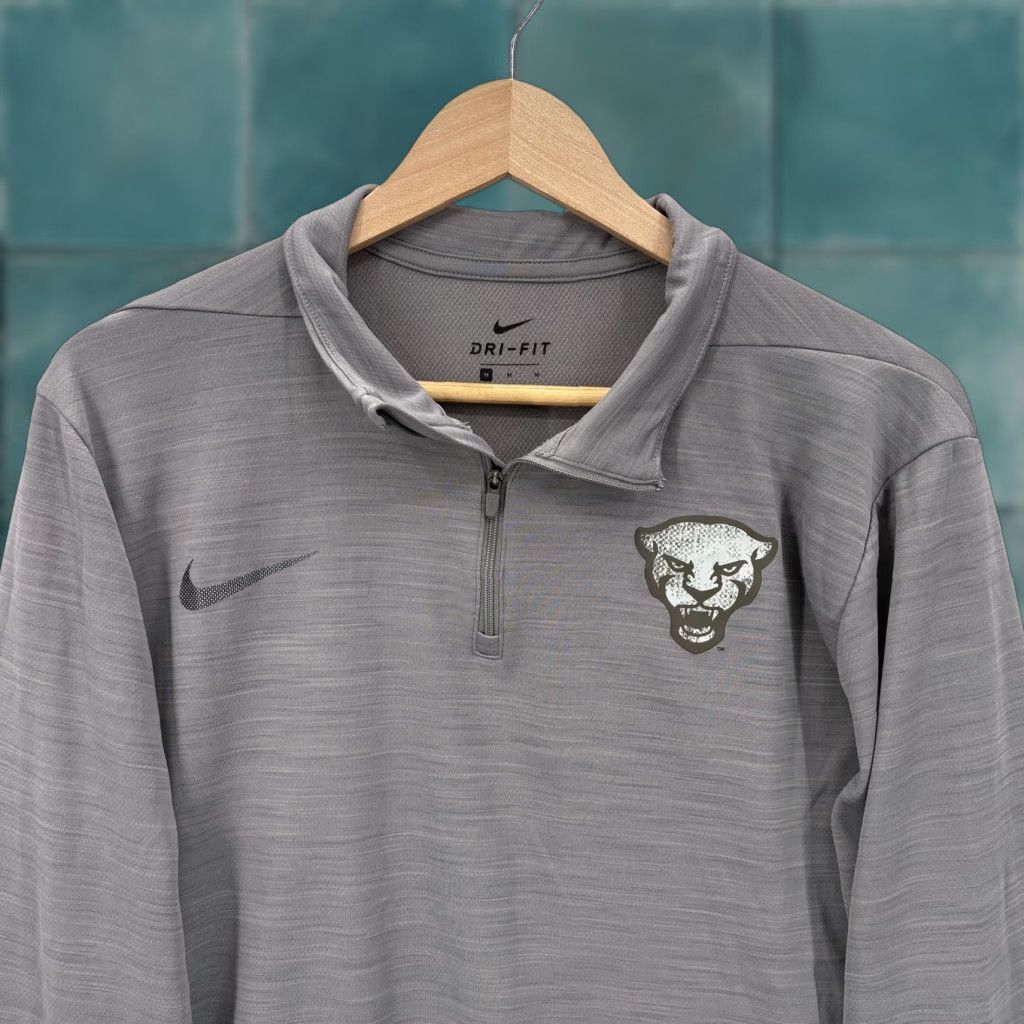 Nike Pitt Panthers Shirt Nike Dri-Fit Mens Medium Gray 1/4 Zip Mock Neck Pullover NCAA Football Size US M / EU 48-50 / 2 - 1 Thumbnail