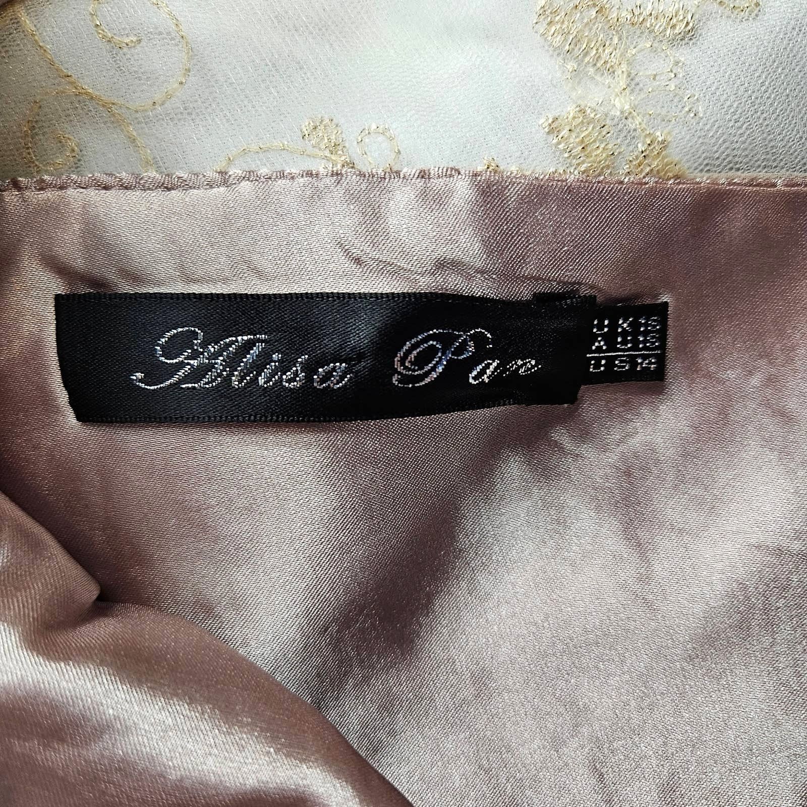 Other Alisa Pan Rhinestone Satin Waist Dress Sz. 14 Champagne Size XL / US 12-14 / IT 48-50 - 10 Thumbnail
