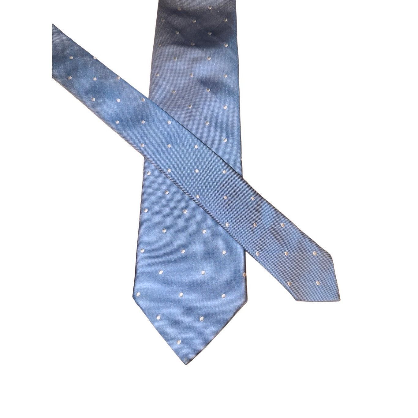 Breuer Breuer Blue & White Polkadot 100% Silk Handmade in Italy Nec Size ONE SIZE - 1 Thumbnail