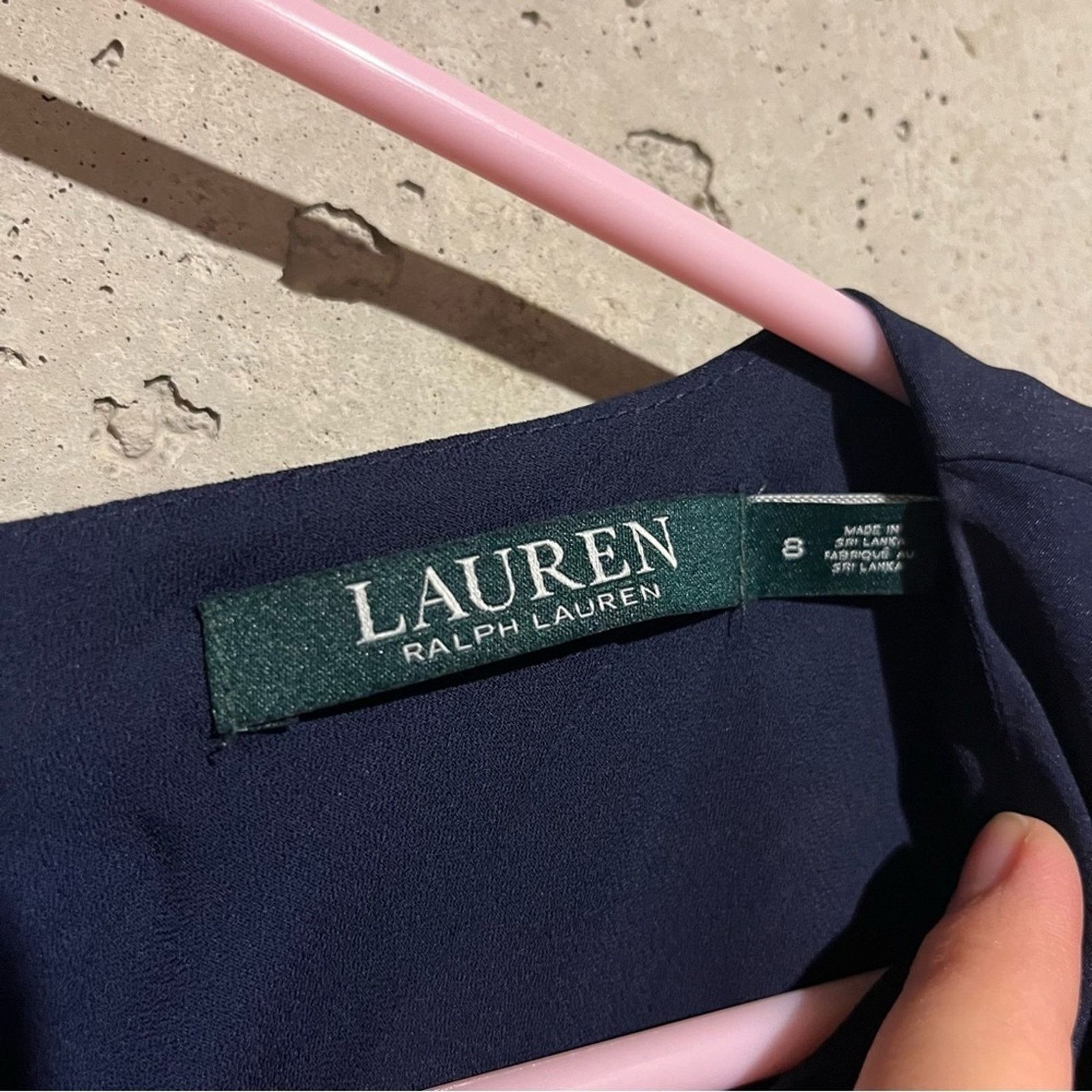 Lauren Ralph Lauren Ralph Lauren Navy Crepe Pleated Hem Sleeveless A-line Size 8 Size M / US 6-8 / IT 42-44 - 3 Thumbnail