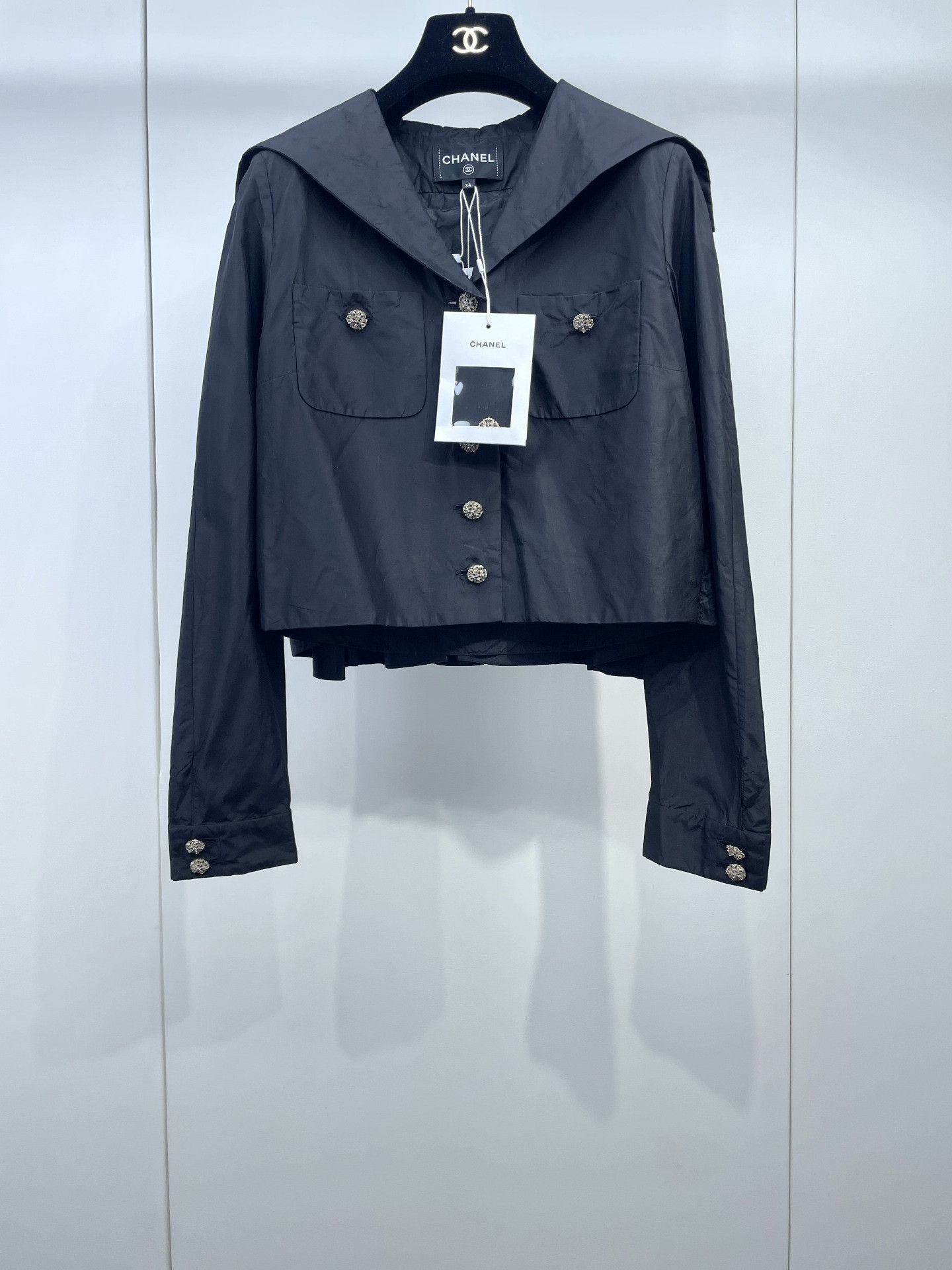 Chanel Chanel 26C Black Navy Collar Cape Top Size XXS / US 00 / IT 34 - 1 Thumbnail