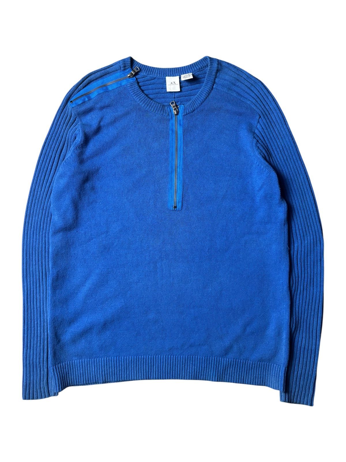 Armani Exchange 2000s Armani Echange Knit Pullover w/ Dual Zip Front Size US L / EU 52-54 / 3 - 1 Thumbnail