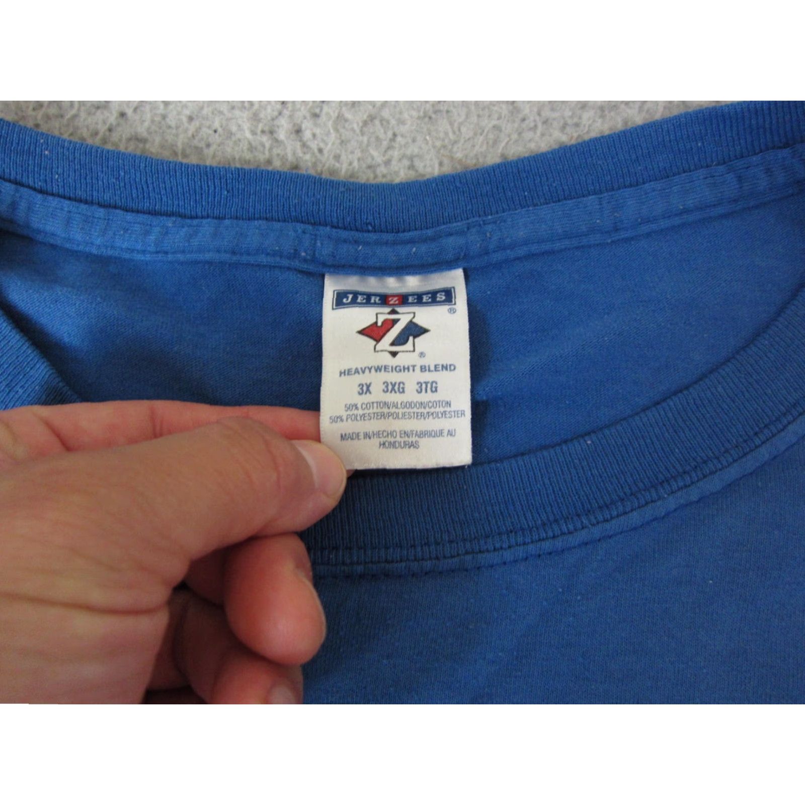 Jerzees VINTAGE Jerzees Shirt Mens 3X Blue T Shirt Casual Blank Tee Crew Neck Short Sleeve Cotton Jersey 70s 80s 90s Classic Men Size US XXL / EU 58 / 5 - 4 Thumbnail