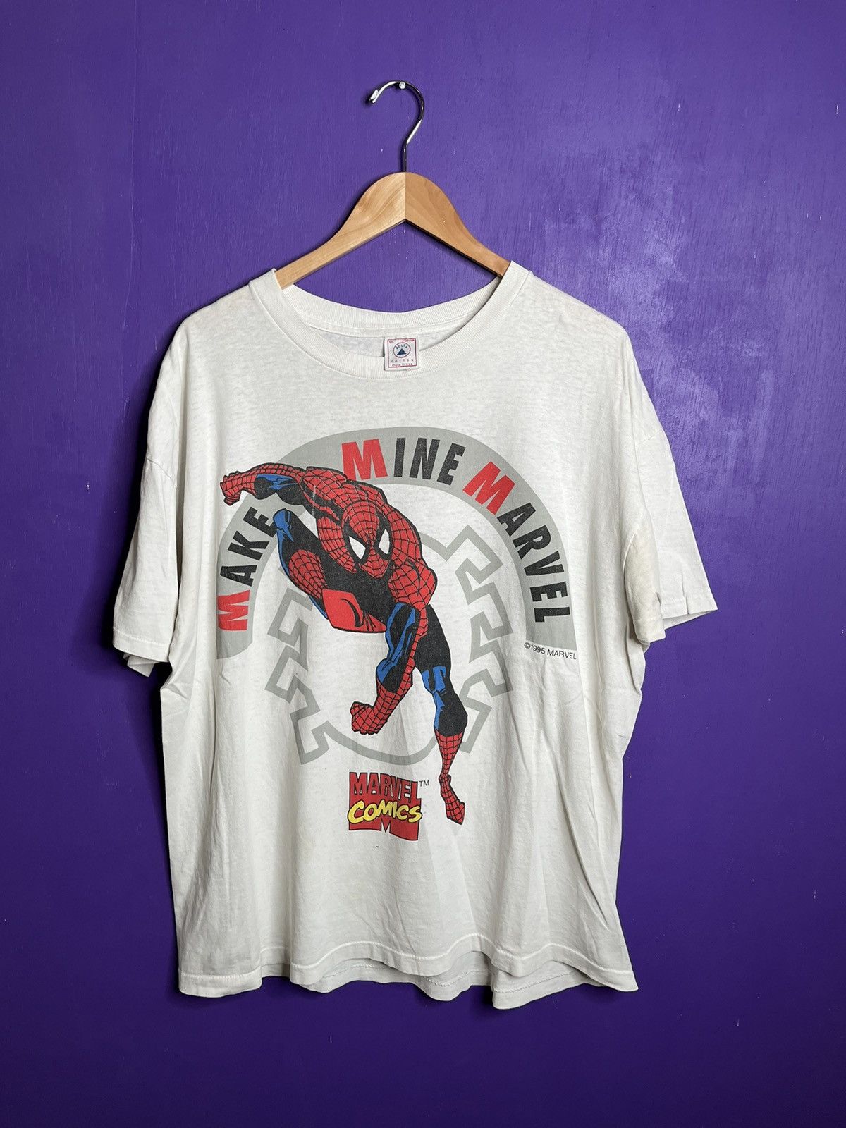 image of Made In USA x Marvel Comics Vintage 1995 Marvel Comic Spider-Man T-Shirt in White, Men's (Size XL)